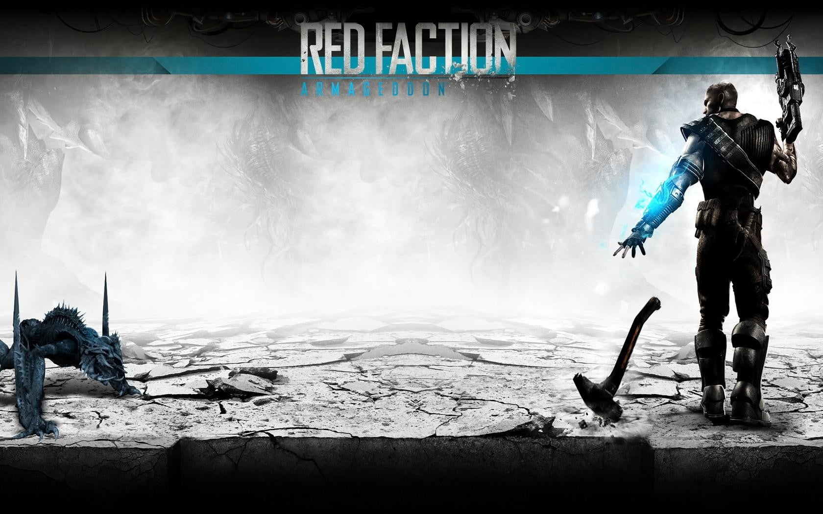 full length, government, faction, military, holding, game, weapon, nature, water, people, hand, men, outdoors, 720P, gun, standing, uniform, cover, red faction armageddon, HD Wallpaper