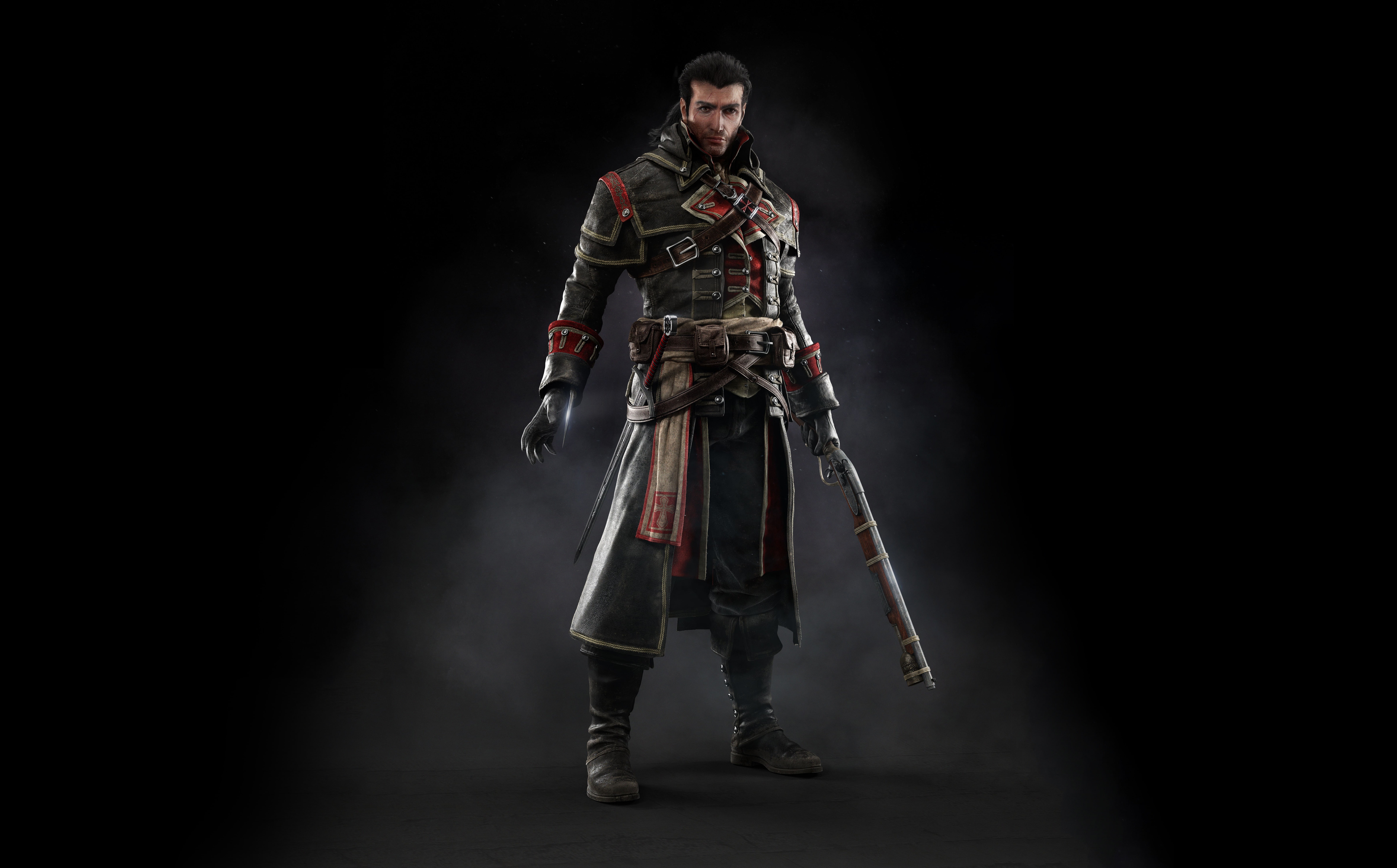 indoors, hd, black, men, wearing, man, front view, one person, government, assassins, shay cormac, rogue, protection, 8K, holding, shay, Assassins Creed, HD Wallpaper