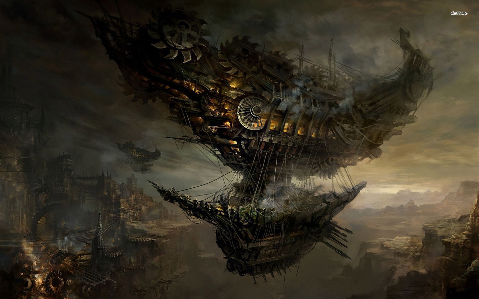animal themes, design, fantasy, plant, spooky, digital composite, architecture, flying ship, sky, old, nature, animal, abstract, dark, day, art and craft, HD Wallpaper