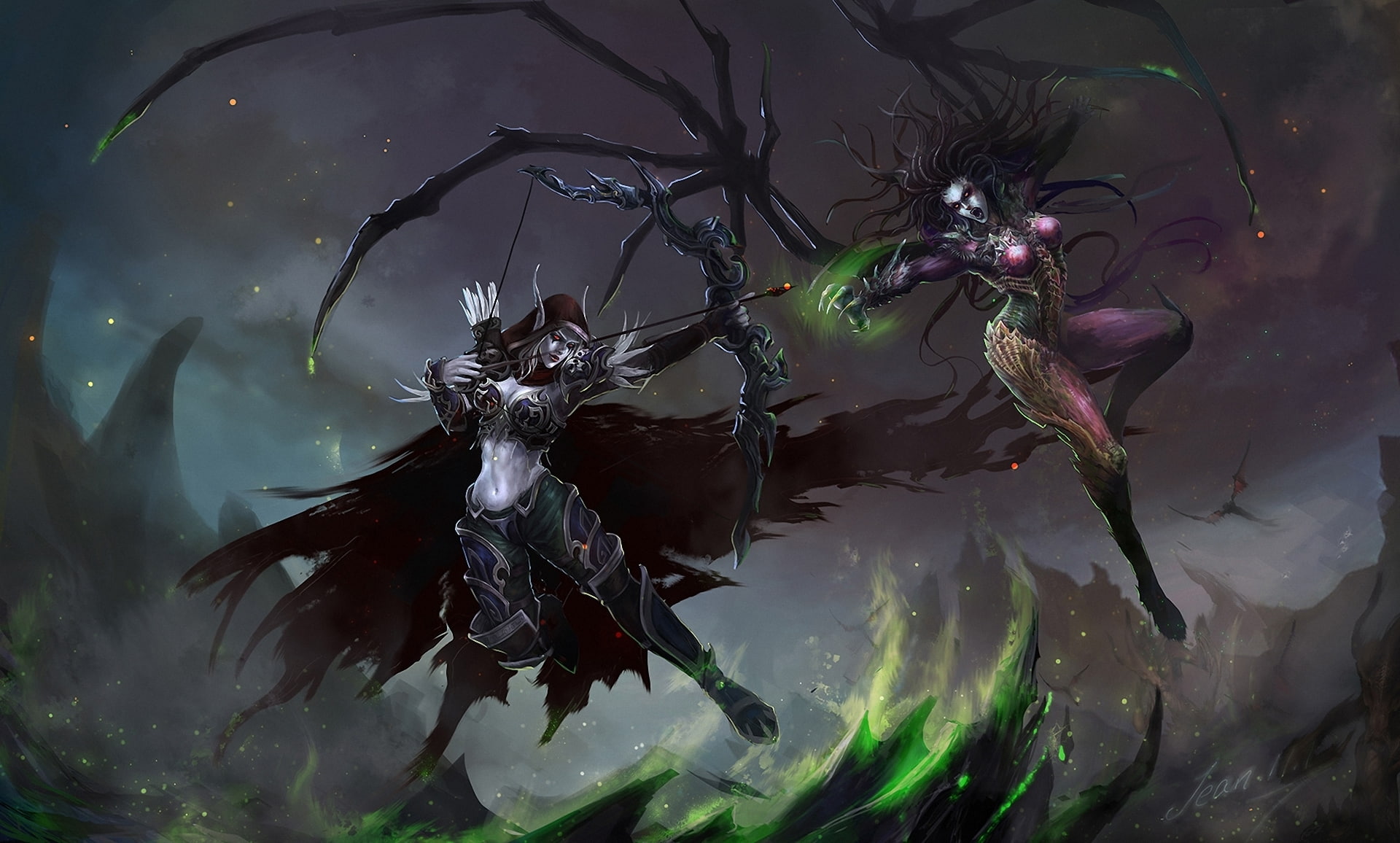 wow, girls, games, armor, fantasy, windrunner, warcraft, archers, sylvanas, weapons, world, battles, 1080P, warriors, HD Wallpaper