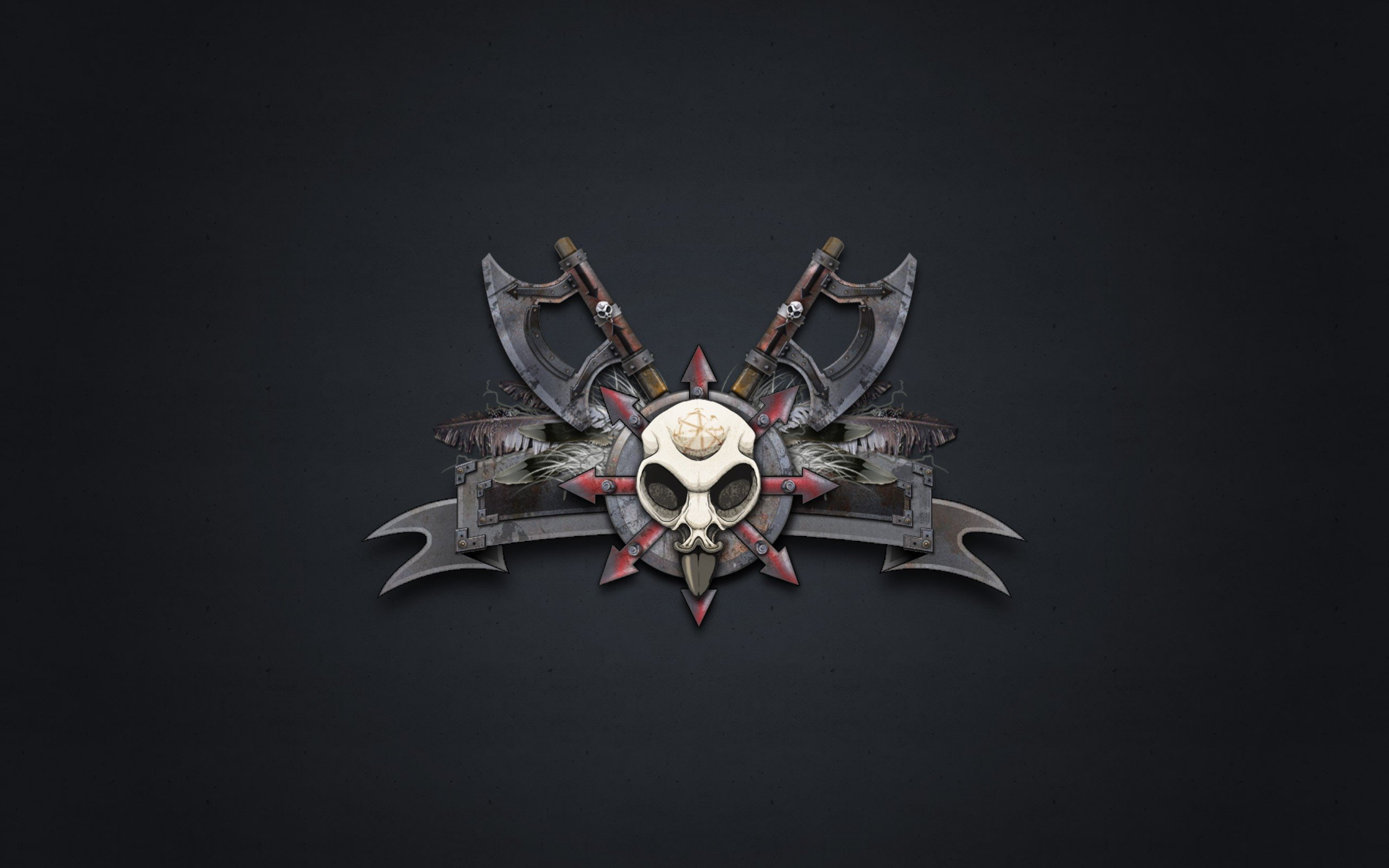 luxury, indoors, front view, black background, skull axes hordes of chaos banner, still life, directly above, copy space, wall - building feature, cut out, HD Wallpaper