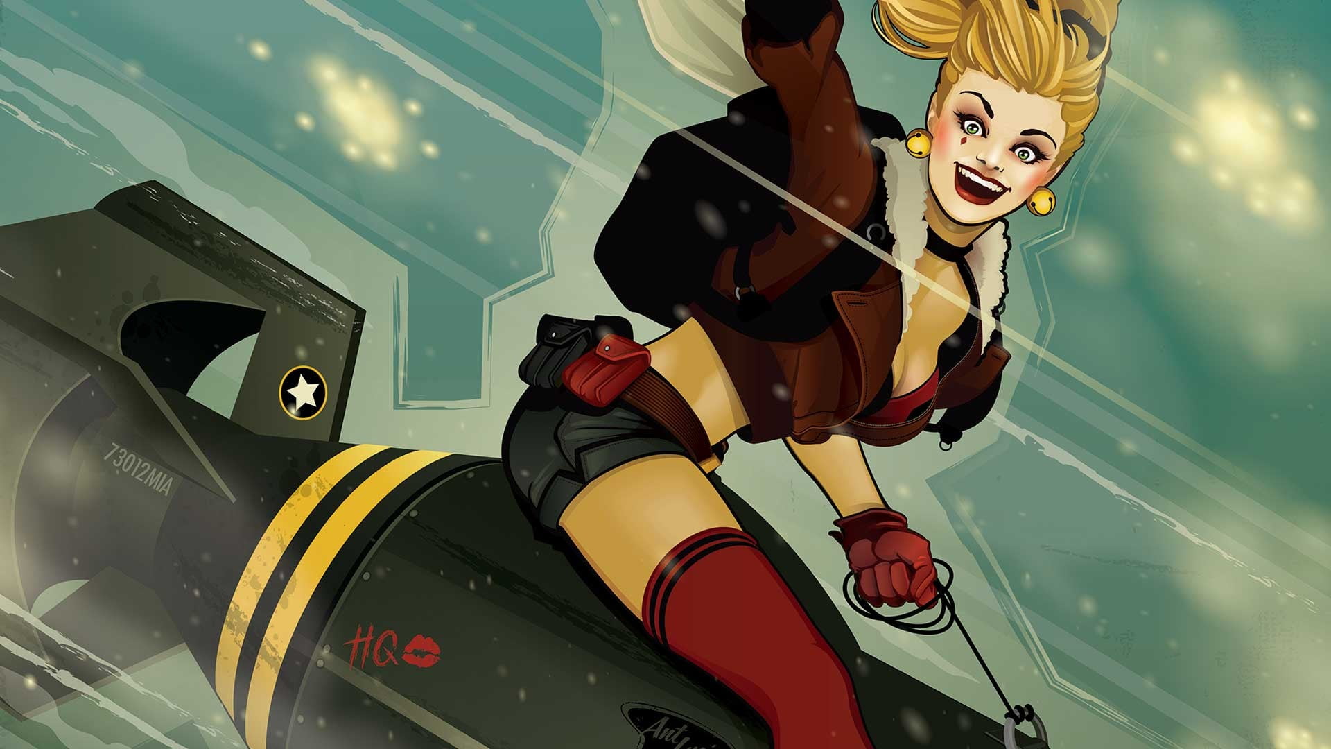 amusement park, leisure activity, transportation, arts culture and entertainment, Harley Quinn, representation, outdoors, yellow, pinup models, reflection, HD Wallpaper