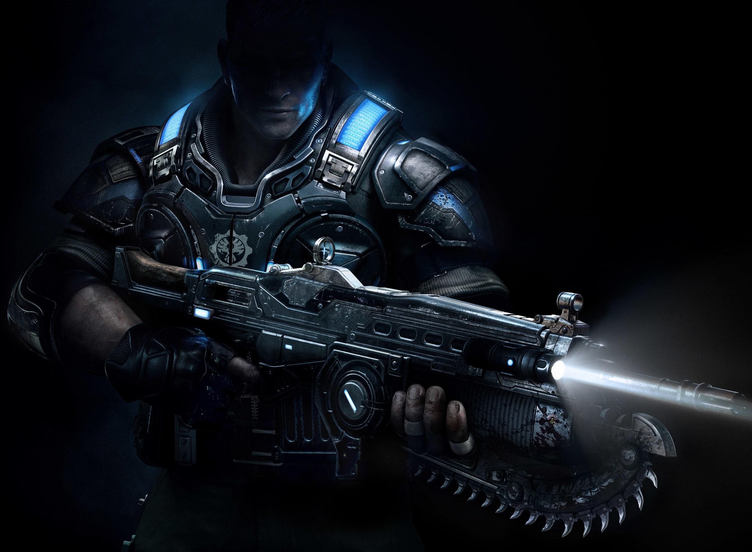 war, uniform, render, black background, adult, dark, conflict, fighting, artwork, army soldier, fantasy weapon, headwear, government, Gears of War 4, military uniform, HD Wallpaper