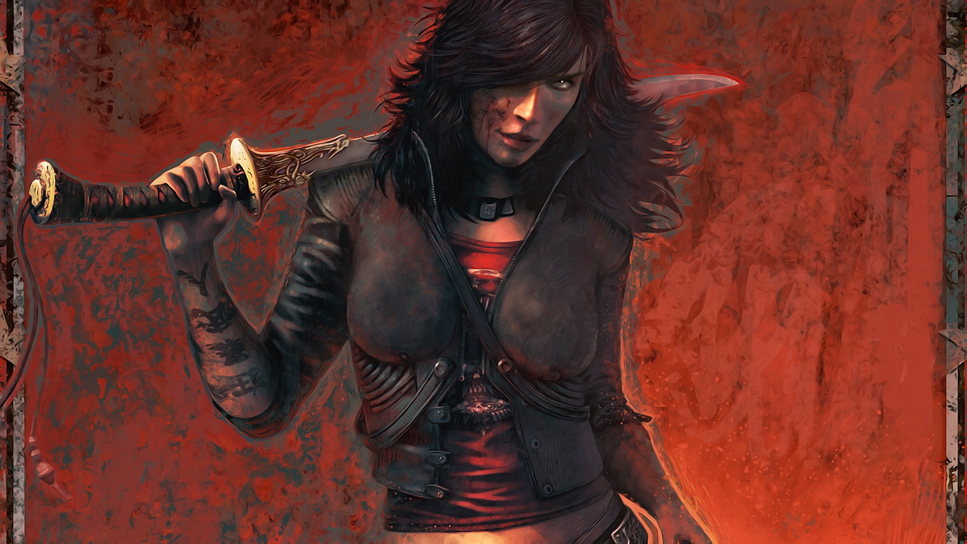 artwork, swords, video, women, fantasy, 1080P, abstract, games, Video Games, x, weapons, art, hd, HD Wallpaper