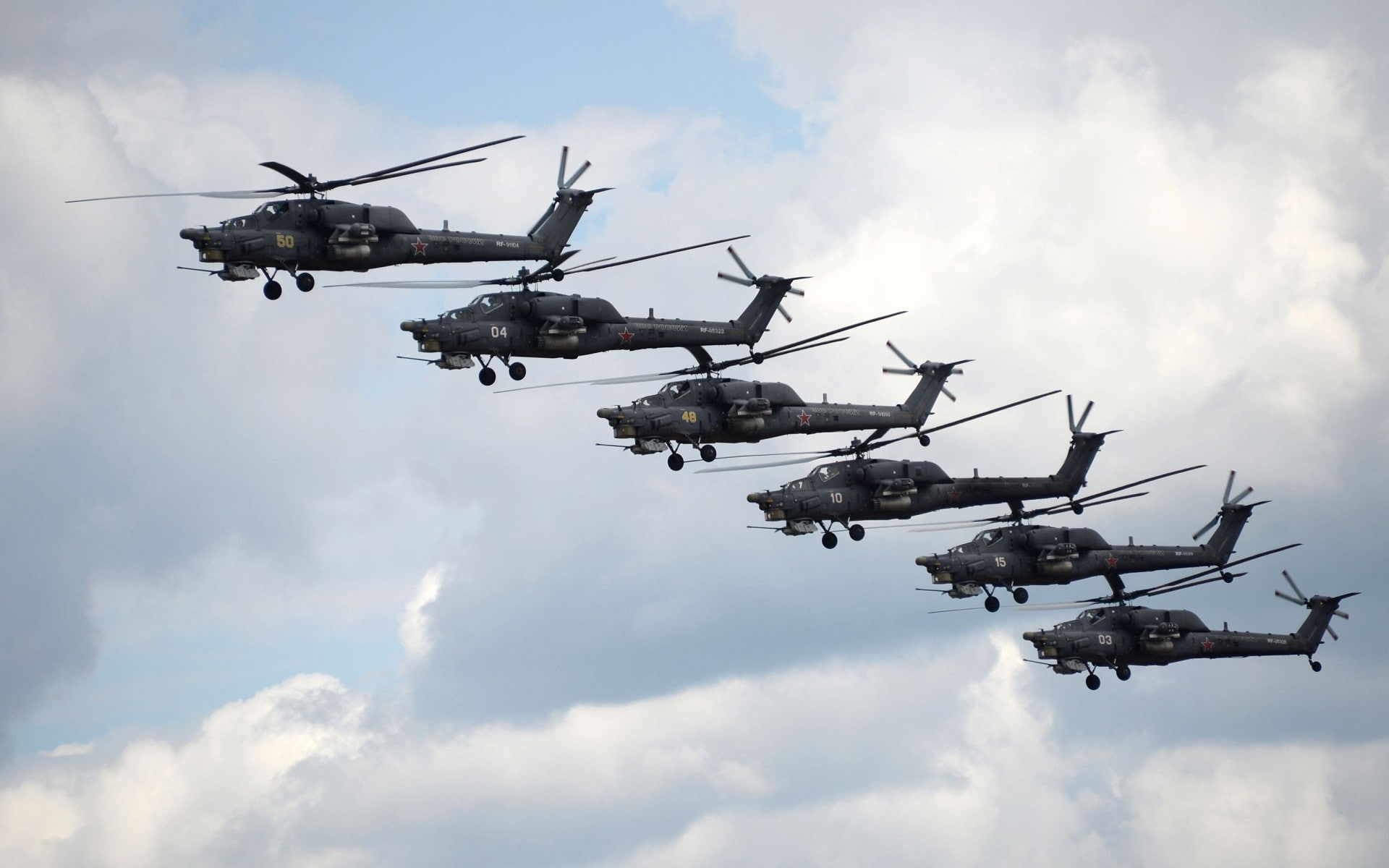 propeller, government, 1080P, Mil Mi-28, airplane, armed forces, attack helicopters, army, helicopter, mid-air, day, motion, transportation, low angle view, HD Wallpaper
