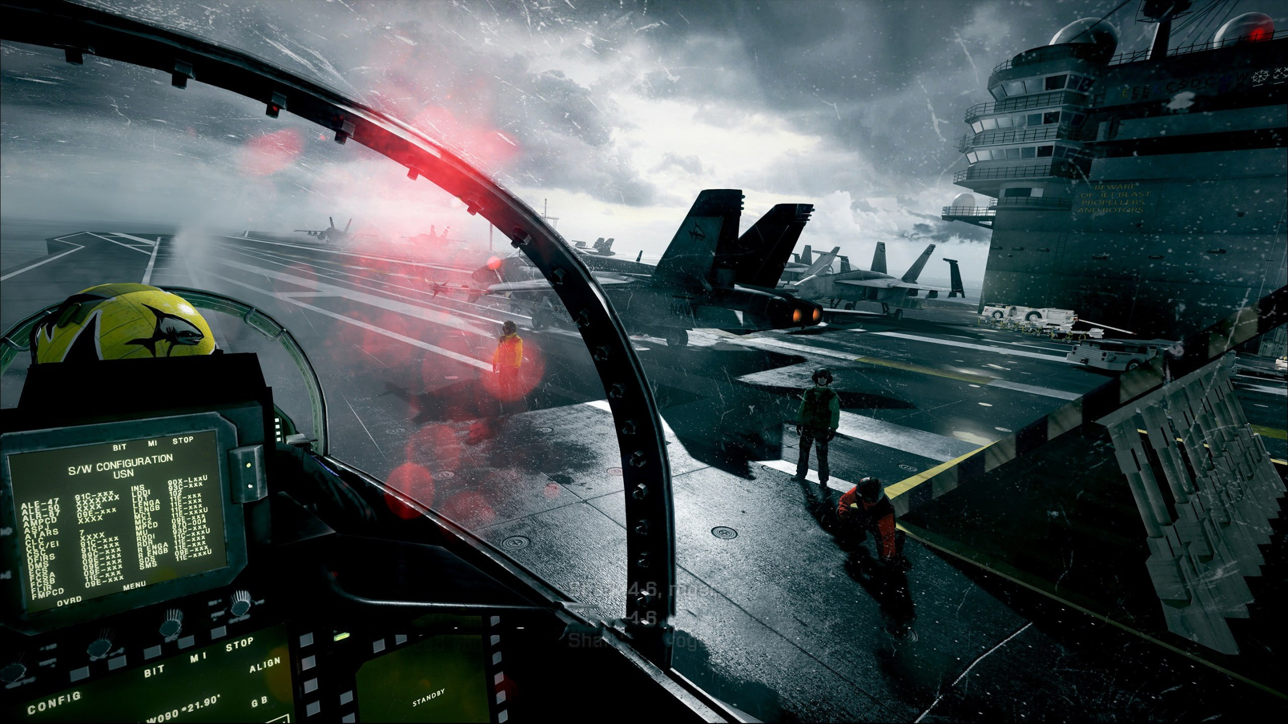 McDonnell Douglas FA-18 Hornet, military, video games, Battlefield 3, aircraft carrier, cockpit, 2K, HD Wallpaper