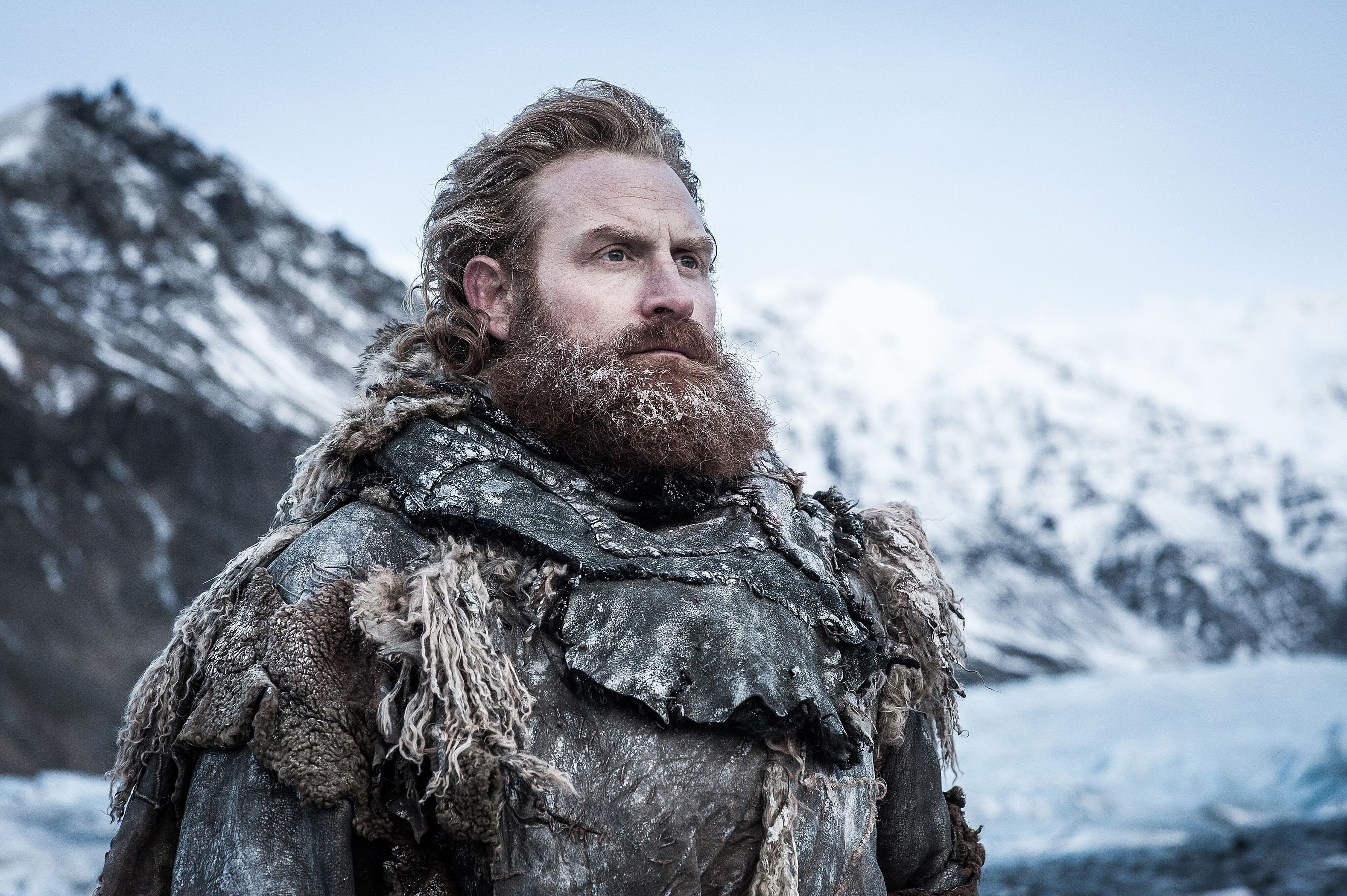 winter, contemplation, one person, looking, facial hair, Game of Thrones, adult, mountain, beard, men, Tormund Giantsbane, 2K, waist up, warm clothing, HD Wallpaper