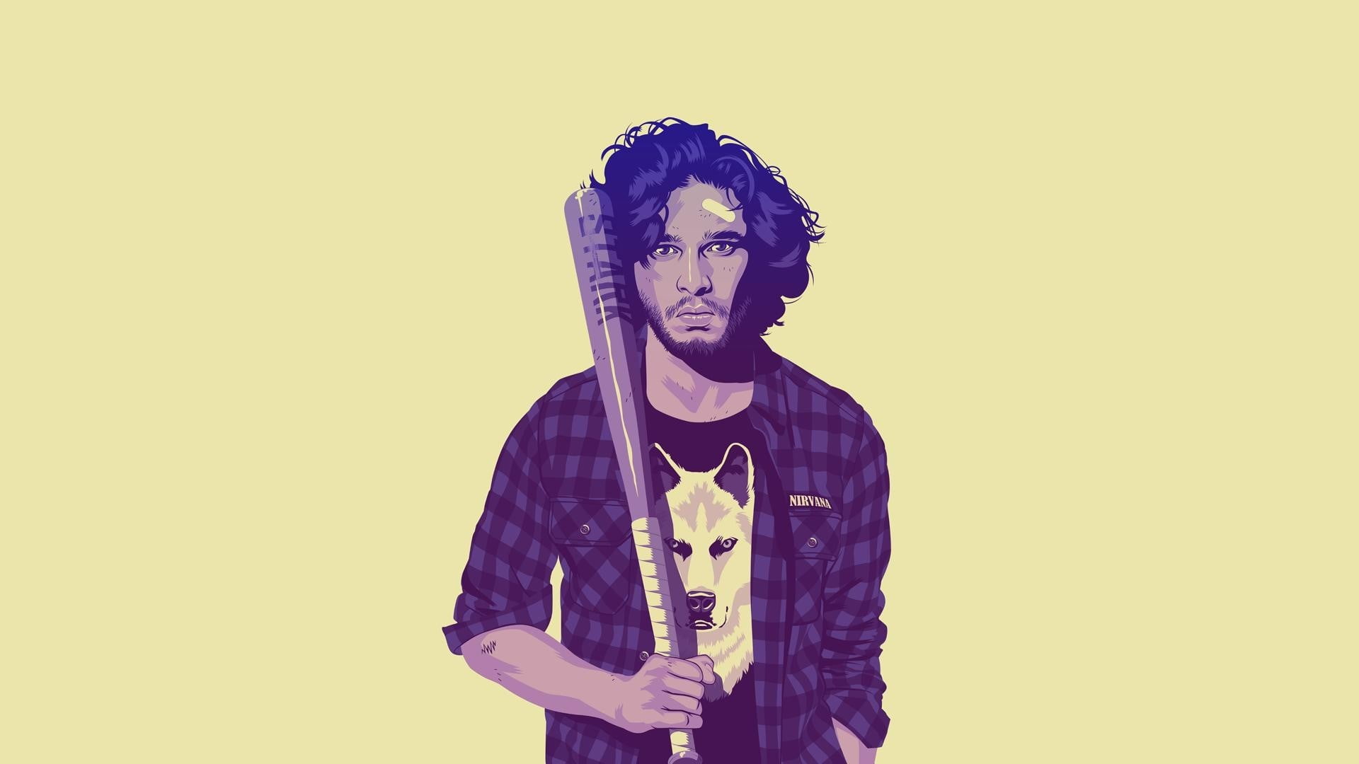 studio shot, hairstyle, adult, Game of Thrones, indoors, yellow background, front view, young adult, waist up, colored background, bat, one person, men, HD Wallpaper