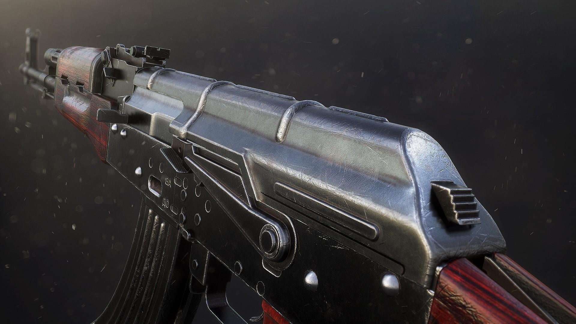 single object, silver colored, close-up, arts culture and entertainment, kalashnikov, retro styled, machine gun, machinery, communication, still life, black color, HD Wallpaper