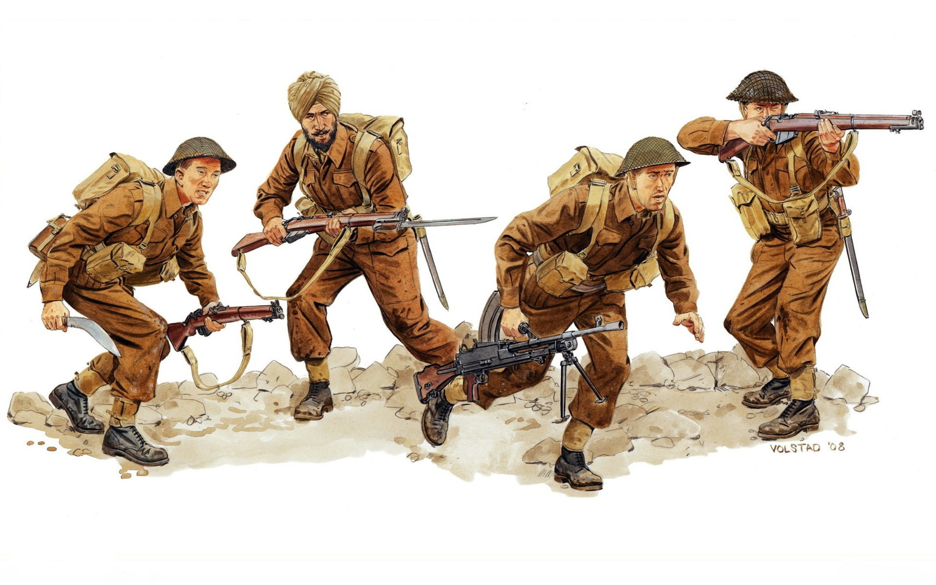 WW2, soldiers, group of people, the battle of Monte Cassino, young adult, cold temperature, weapons, equipment, 1944год, clothing, machine gun, weapon, HD Wallpaper
