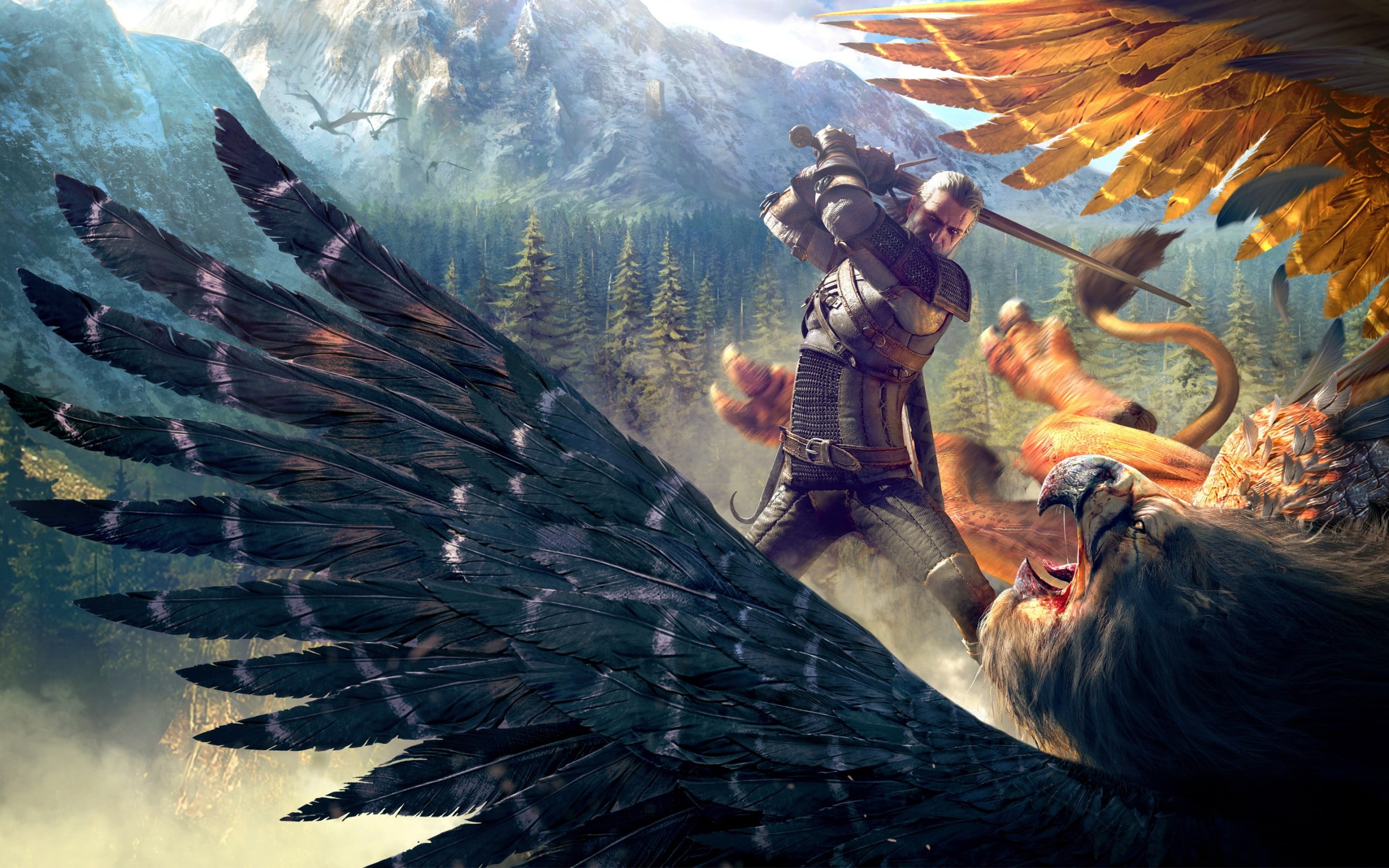  mouth open, plant, animals in the wild, outdoors, vertebrate, adult, mountain, men, portrait, The Witcher, video games, women, witcher, day, HD Wallpaper