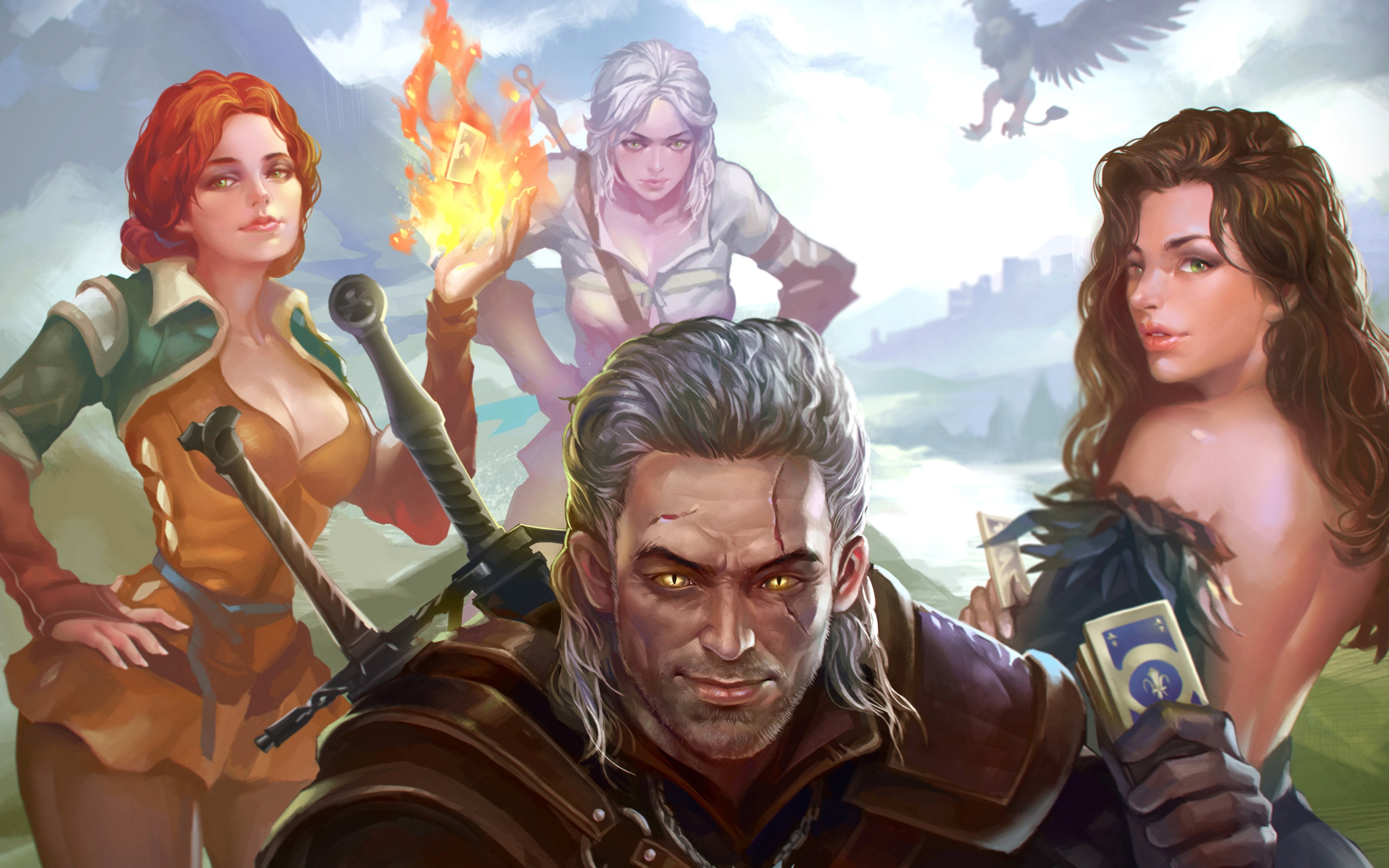 vacations, friendship, lifestyles, fantasy girl, adventure, outdoors, Gwent, beautiful woman, males, video games, young women, men, nature, game, leisure activity, HD Wallpaper