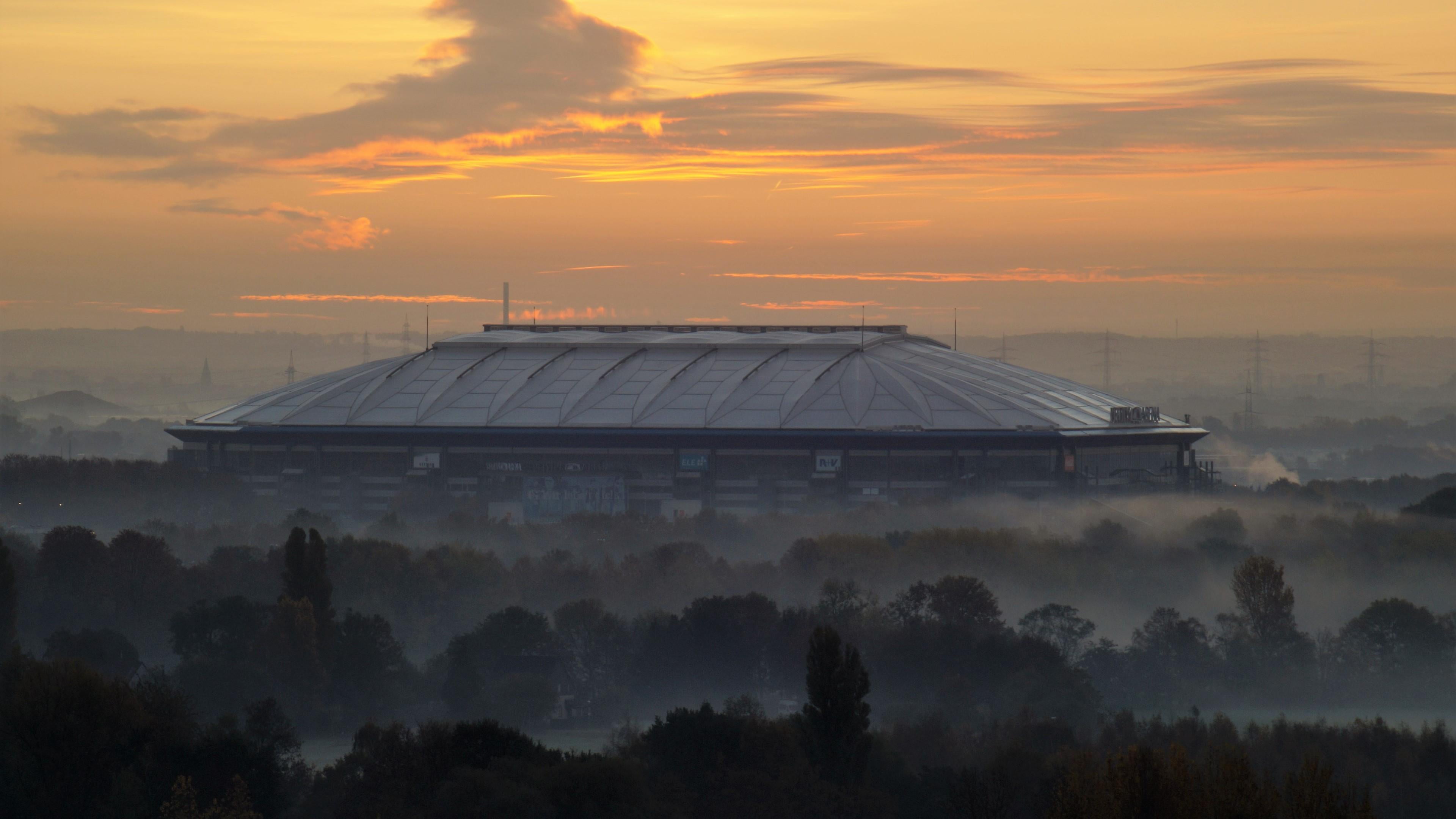 germany, beauty in nature, sunset, 4K, cloud - sky, tranquil scene, schalke, fog, built structure, sunrise, plant, morning, no people, scenics - nature, HD Wallpaper