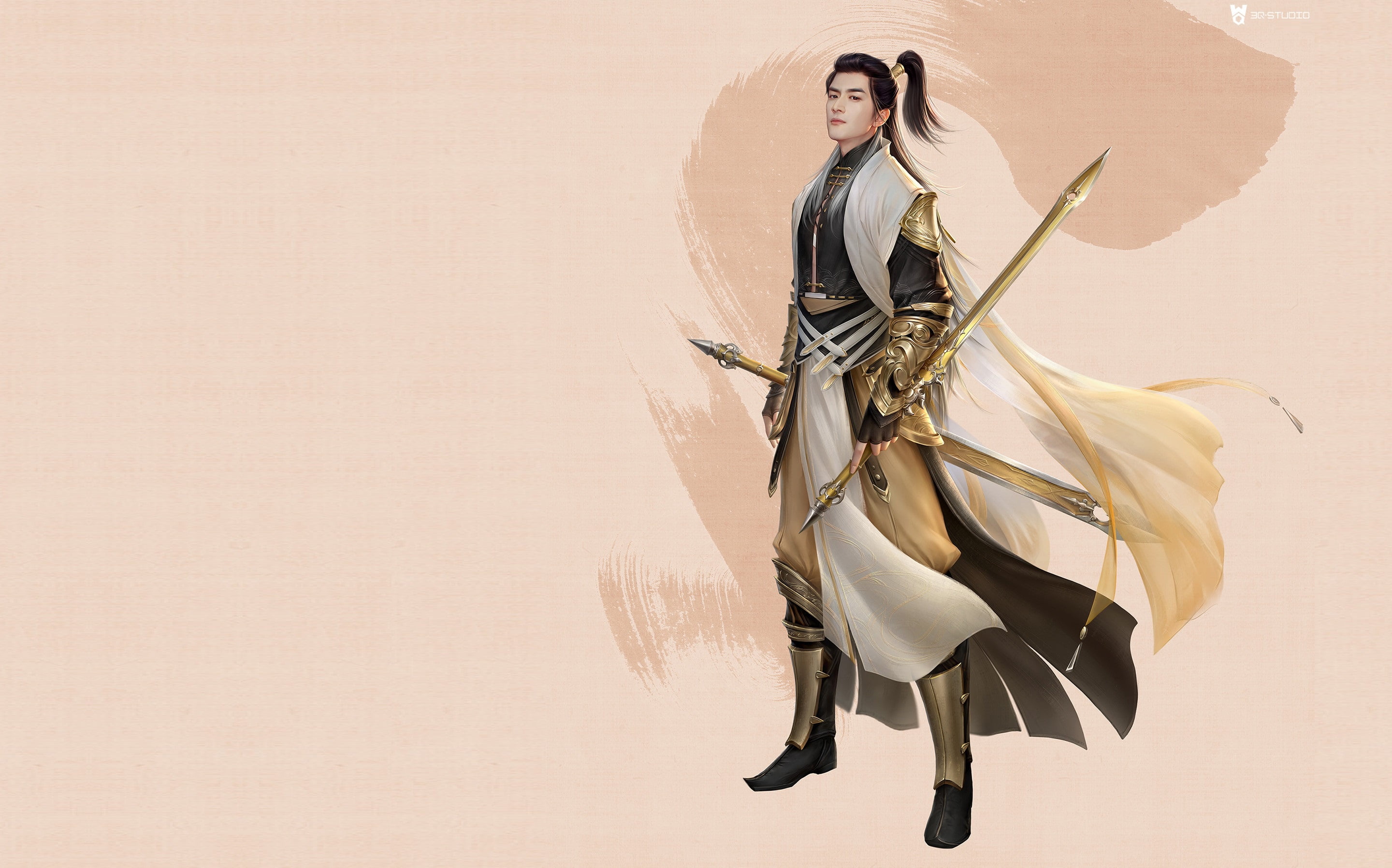 3Q STUDIO, warrior, weapons, Possession of the sword Lin updates, fantasy, costume design, art, the game, 2K, HD Wallpaper