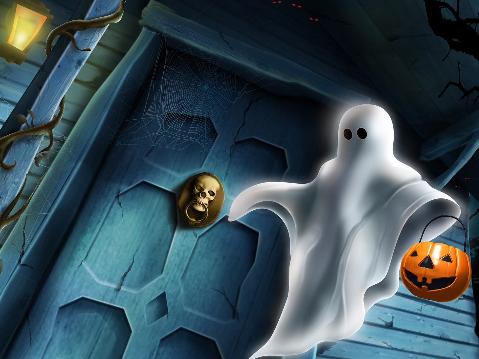 halloween, 720P, lantern, spirit, pumpkin, ghost, holidays, HD Wallpaper
