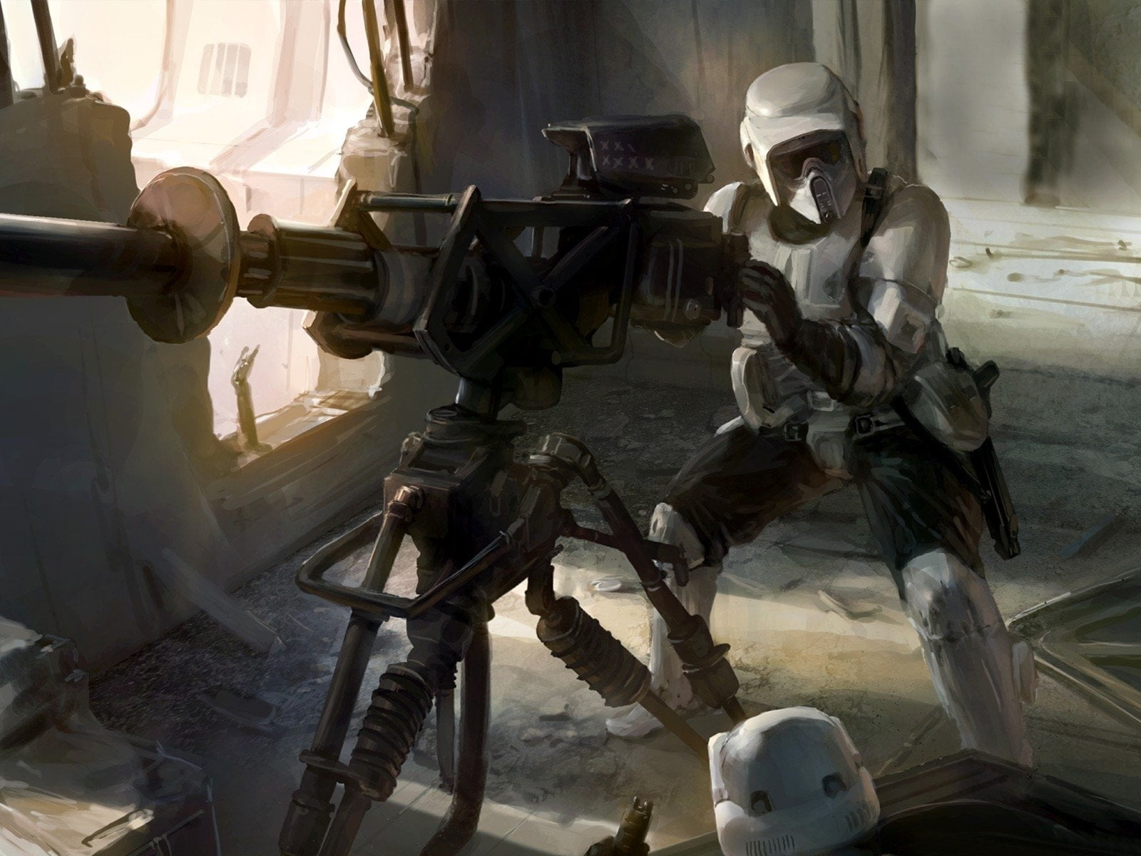 machinery, no people, gun, built structure, weapon, military, Star Wars, aggression, indoors, representation, security, architecture, museum, human representation, HD Wallpaper