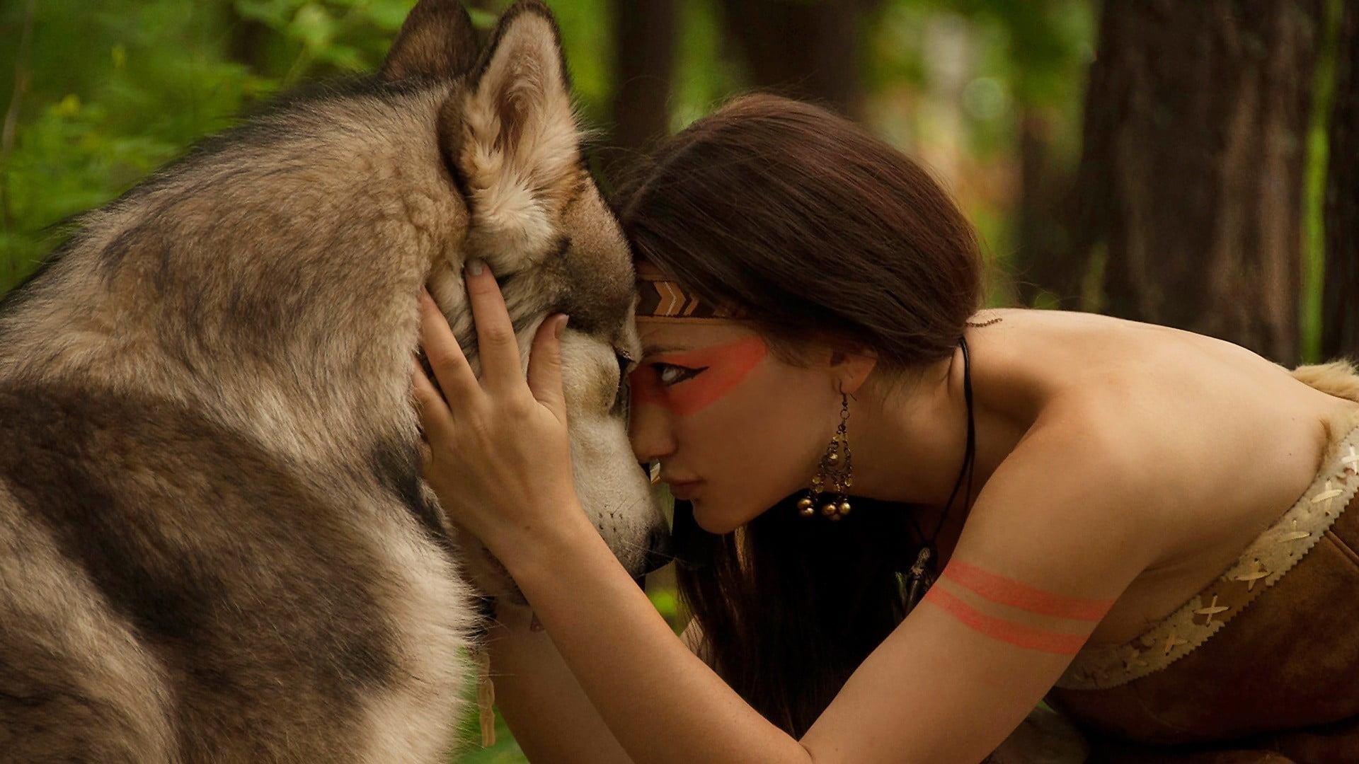 animal, hairstyle, love, animals, wolf, men, cute, care, young Adult, fantasy art, colored, hair, silver, nature, bonding, women, fantasy girl, domestic, HD Wallpaper