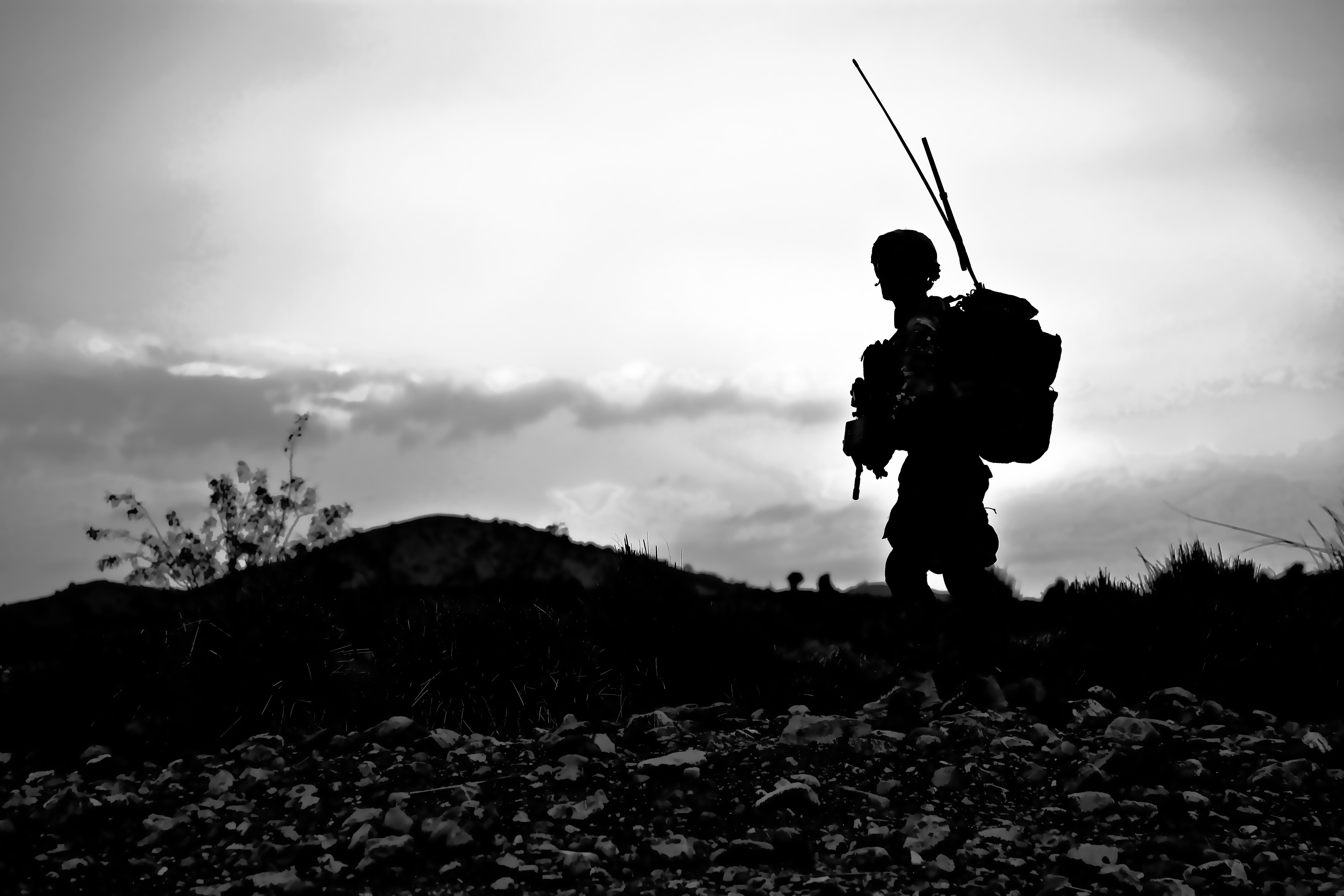 armed, full length, patrol, cloud - sky, soldier, one person, military, amber leach, army soldier, holding, war, combat-ready, outdoors, men, uniform, 5K, HD Wallpaper
