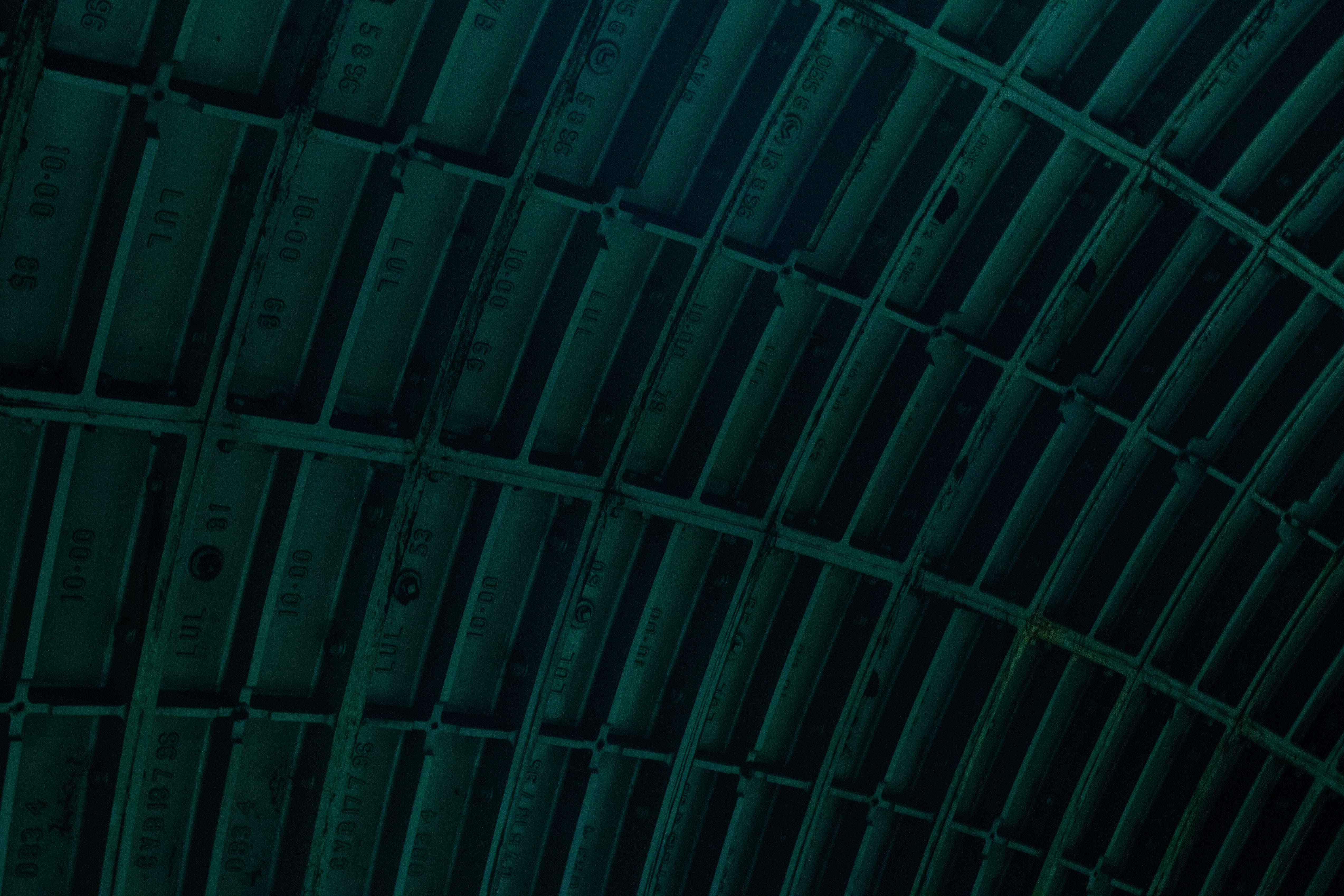 waterloo, low angle view, 4K, abstract, industrial, london, no people, close-up, repetition, pattern, number, tunnel, futuristic, architecture, night, HD Wallpaper