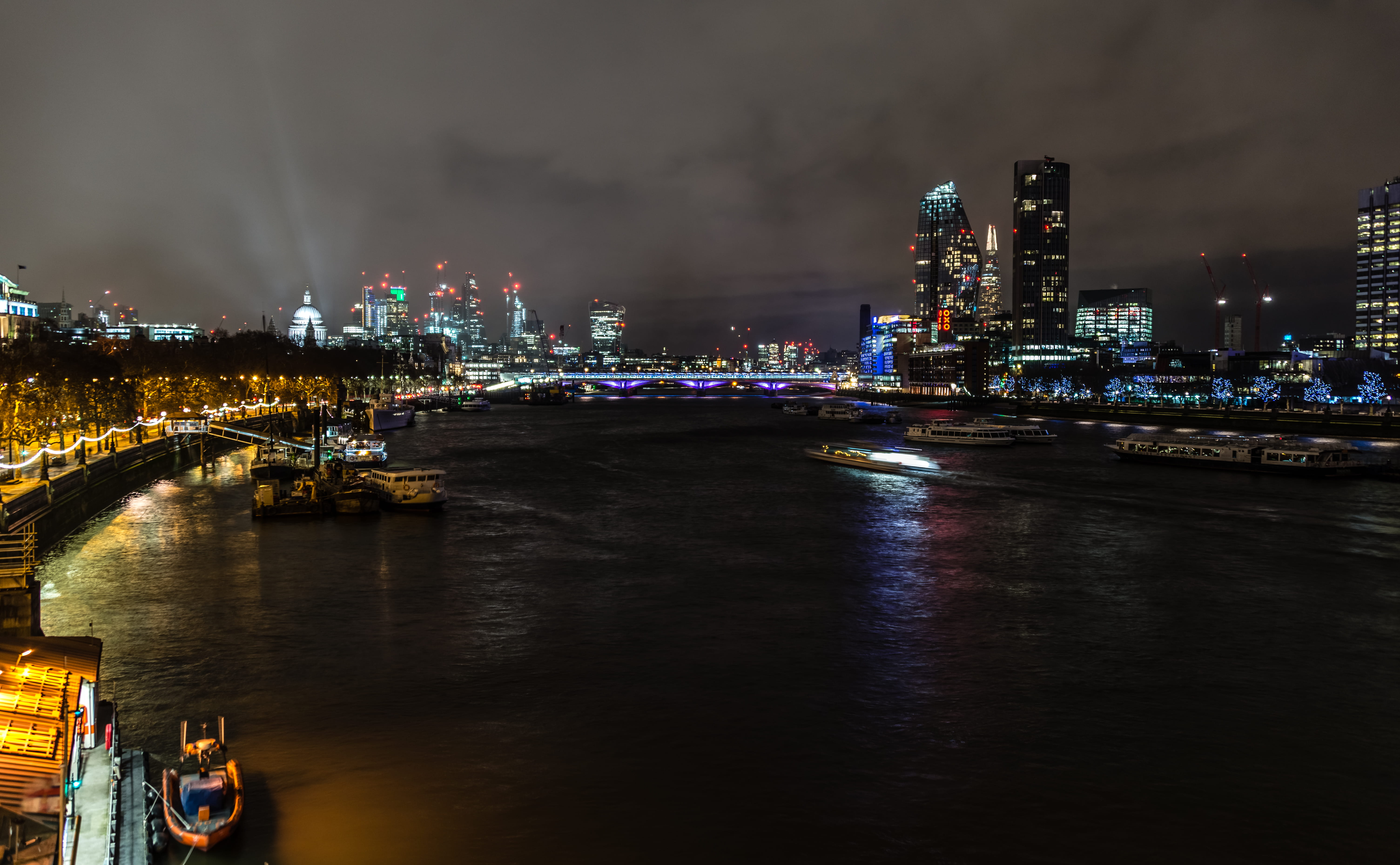 skyscraper, london, building exterior, water, outdoors, bridge, transportation, blackfriars, united kingdom, nature, waterfront, thames, office building exterior, HD Wallpaper