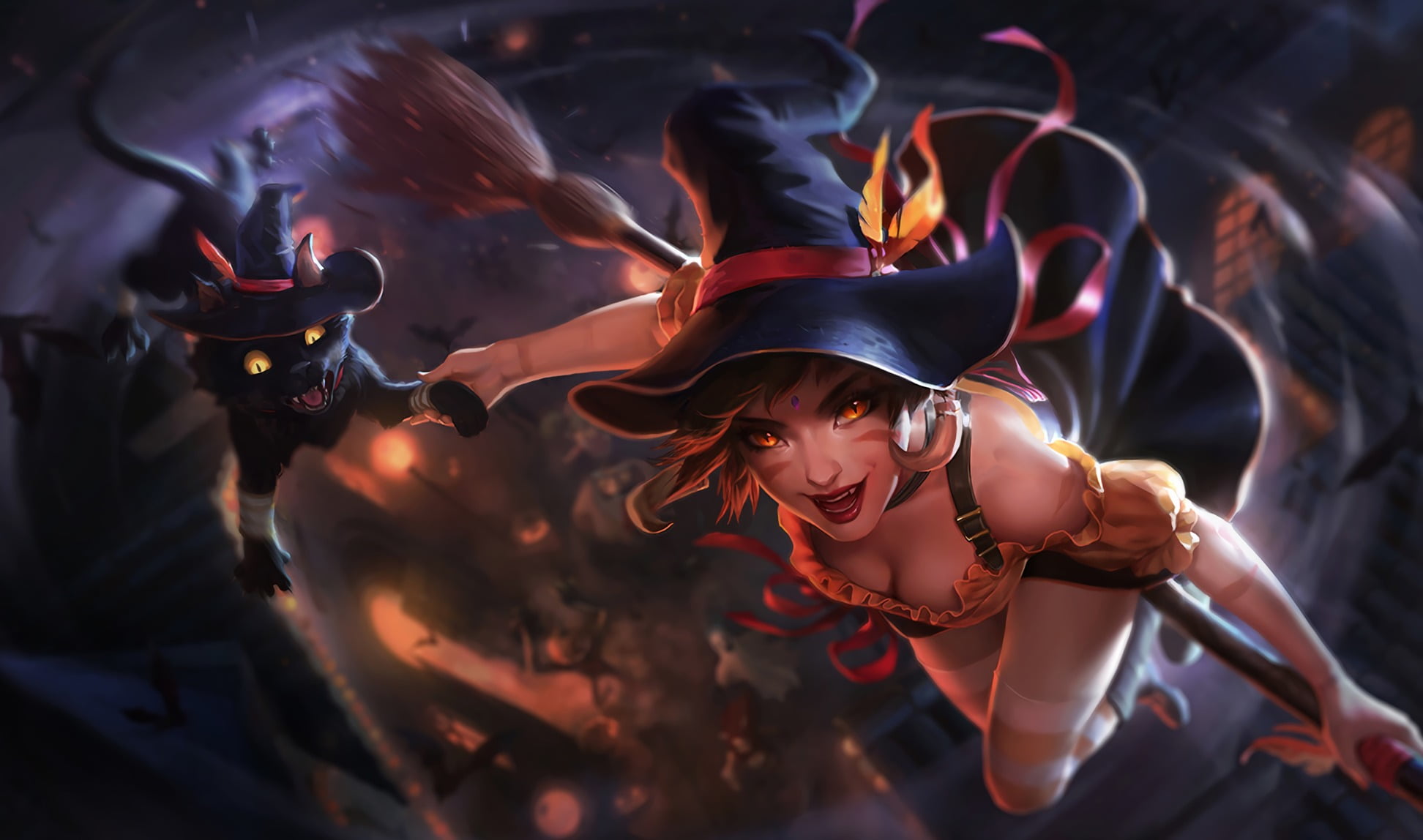 clothing, illuminated, portrait, real people, leisure activity, women, focus on foreground, arts culture and entertainment, night, celebration, hat, League of Legends, HD Wallpaper