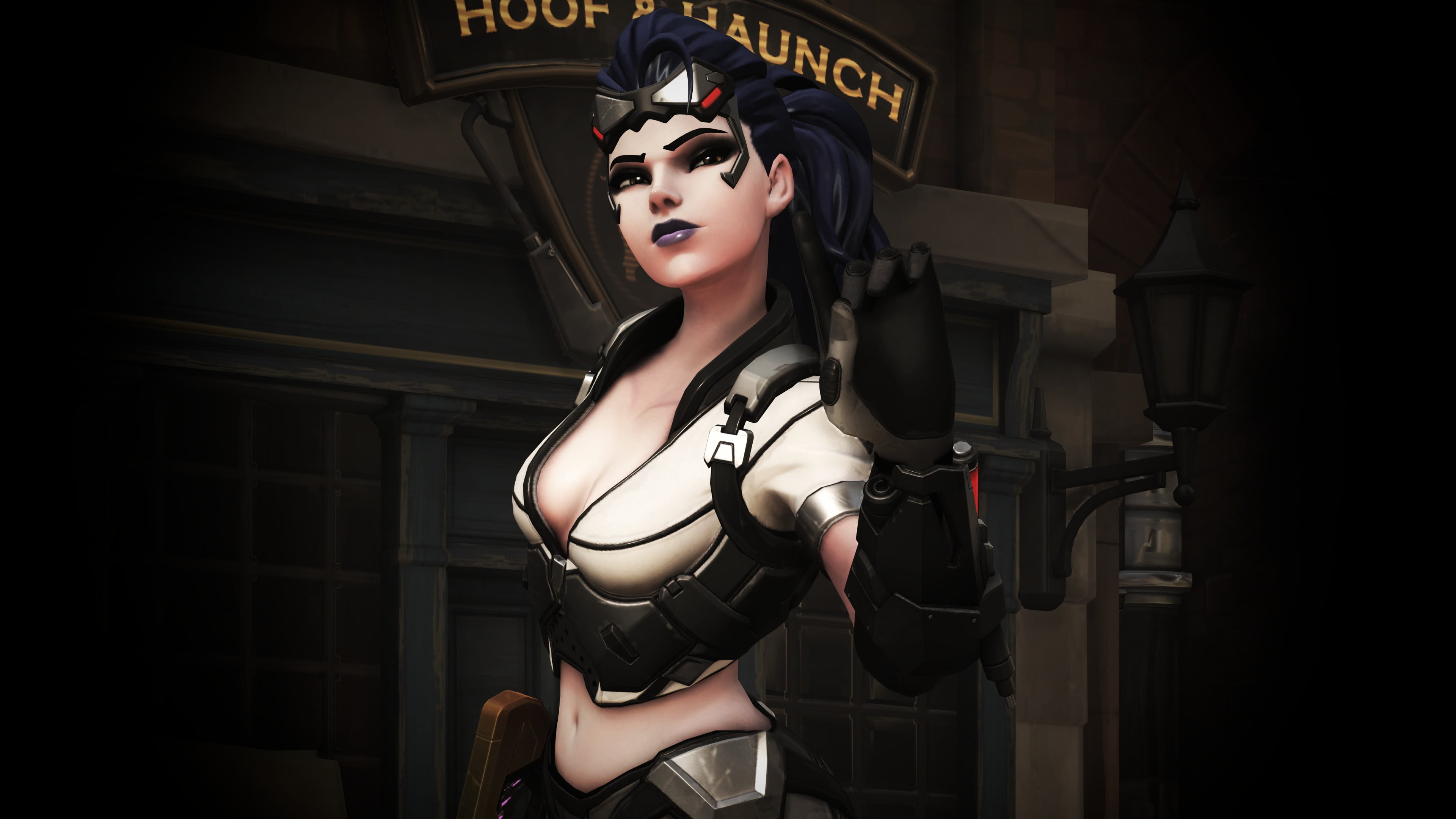 illustration, character, one person, Widowmaker (Overwatch), beautiful woman, fashion, 4K, Overwatch, mouth open, indoors, three quarter length, beauty, HD Wallpaper