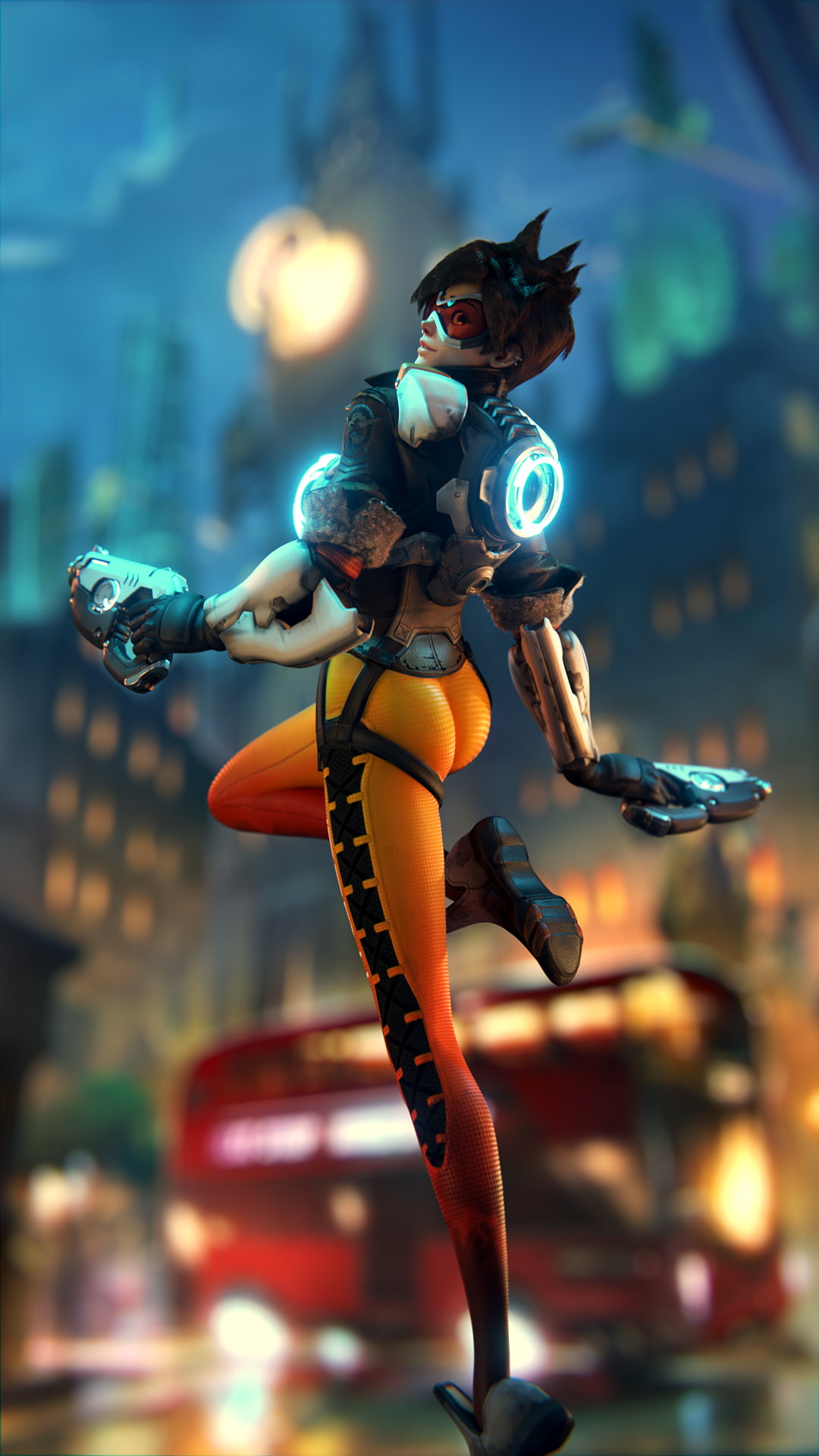 Blender, Pulse Pistols, 1080P, Chronal Accelerator, Lena Oxton, Yeero (Author), Portrait Display, Overwatch, video games, Blizzard Entertainment, Tracer, Phone HD Wallpaper