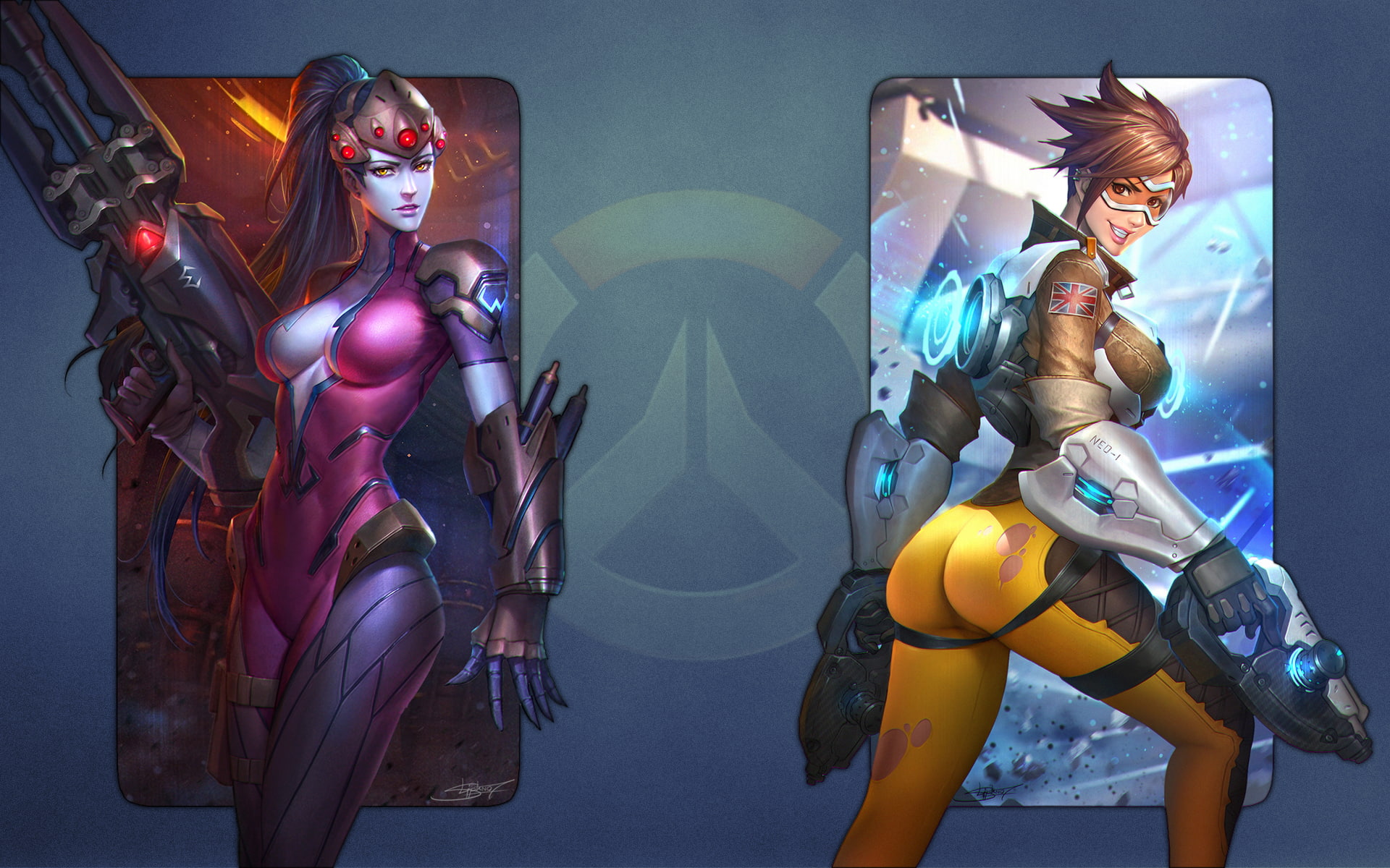 Widowmaker, Lena Oxton, Overwatch, Tracer, AMÉLIE LACROIX, 1080P, Blizzard Entertainment, NeoArtCorE (artist), HD Wallpaper