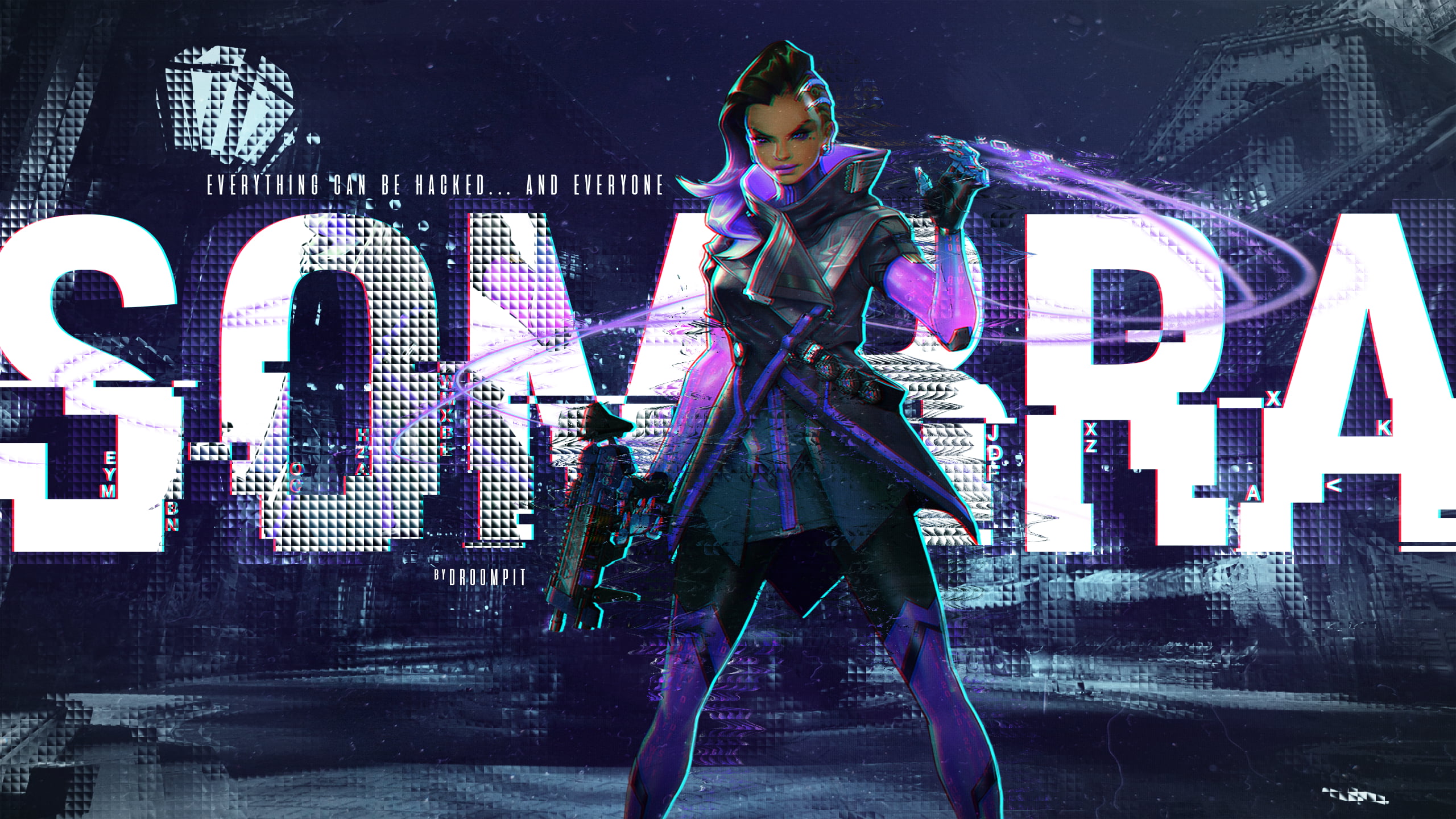 women, lifestyles, architecture, real people, digital composite, 2K, clothing, game, young women, character, glitch art, one person, Sombra (Overwatch), HD Wallpaper