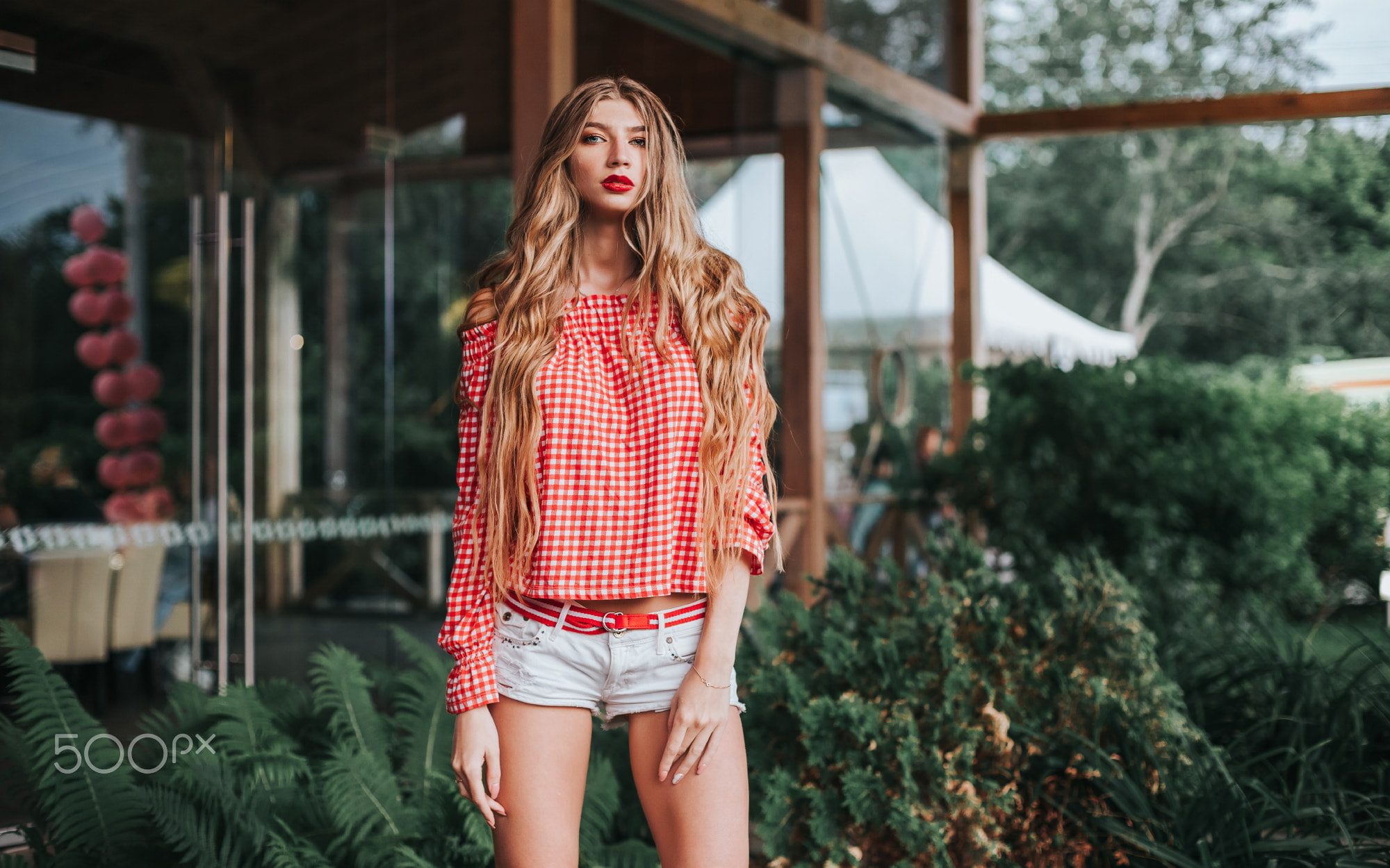 the gap, model, blonde, 1080P, jean shorts, women, Anton Harisov, HD Wallpaper