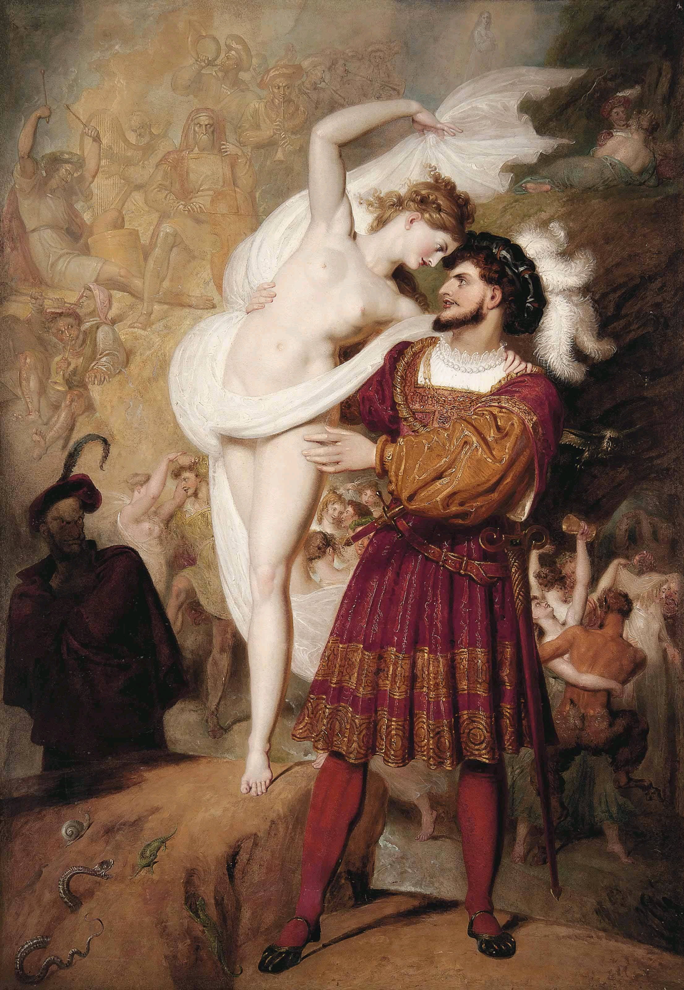 2K, classic art, Richard Westall, canvas, painting, traditional art, Faust, Lilith, Phone HD Wallpaper