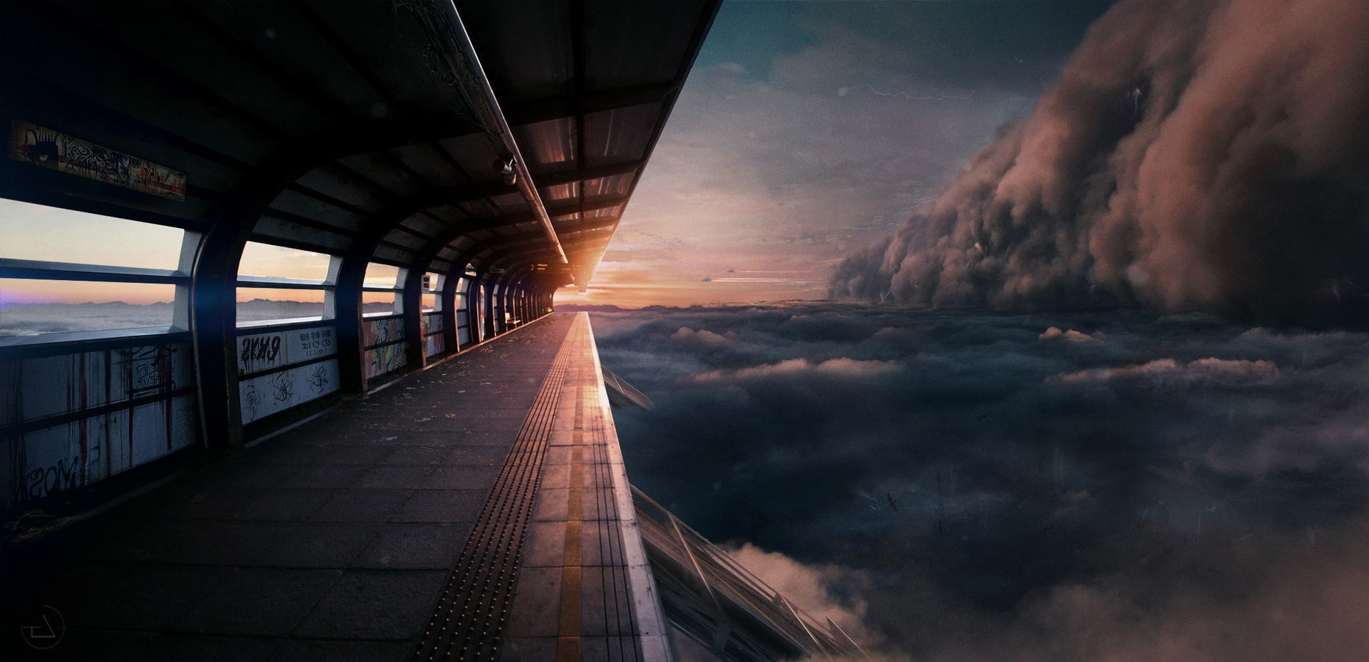 Illidan Stomrage, landscape, 1080P, built structure, cloud - sky, bridge - man made structure, Star Wars, cliff, lens flare, hearthstone, beach, sunset, HD Wallpaper