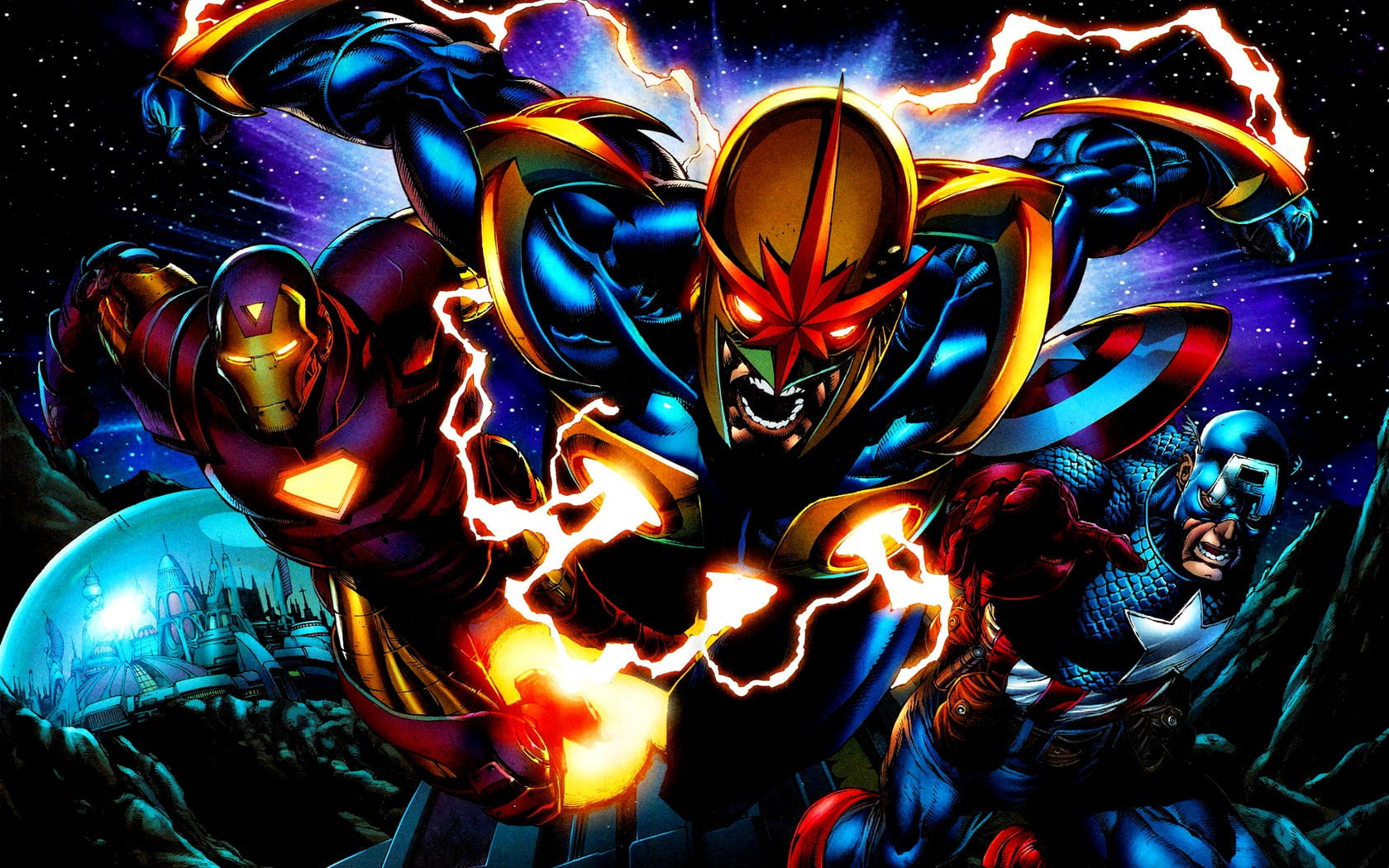 Iron Man, Marvel Comics, Captain America, Nova, 720P, HD Wallpaper