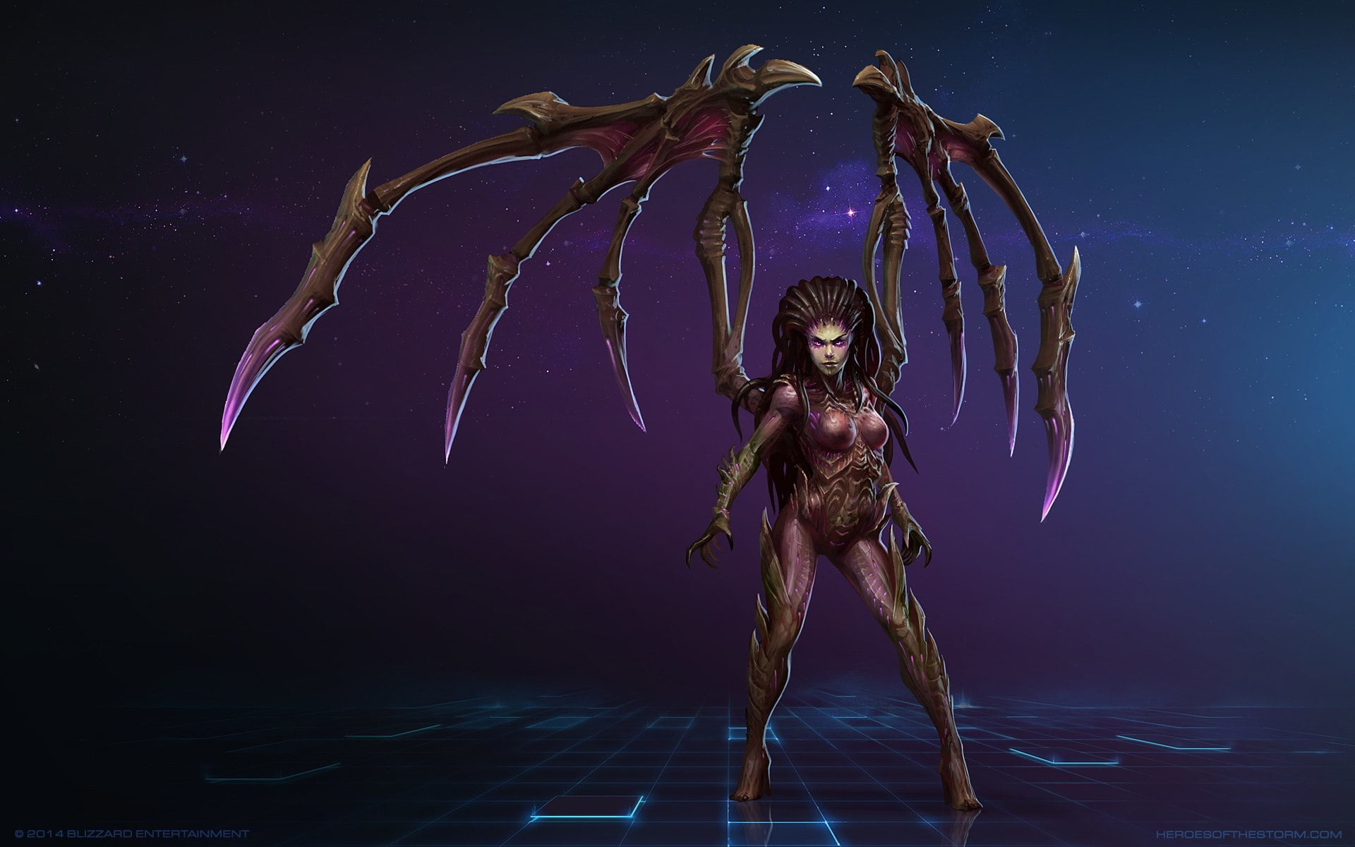 invertebrate, horror, female, heroes of the storm, computer Graphic, Sarah Kerrigan, front view, one person, space, anatomy, backgrounds, science, HD Wallpaper