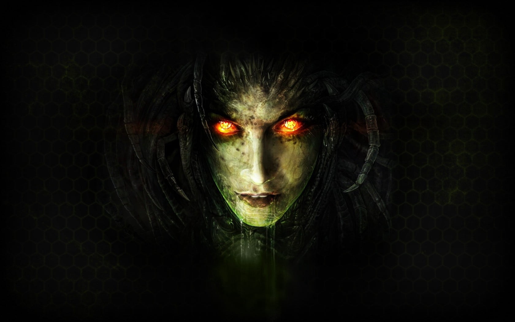 contemplation, craft, beauty, starcraft ii, sarah kerrigan, horror, indoors, 720P, abstract, black Background, fantasy, mystery, monster - Fictional Character, HD Wallpaper
