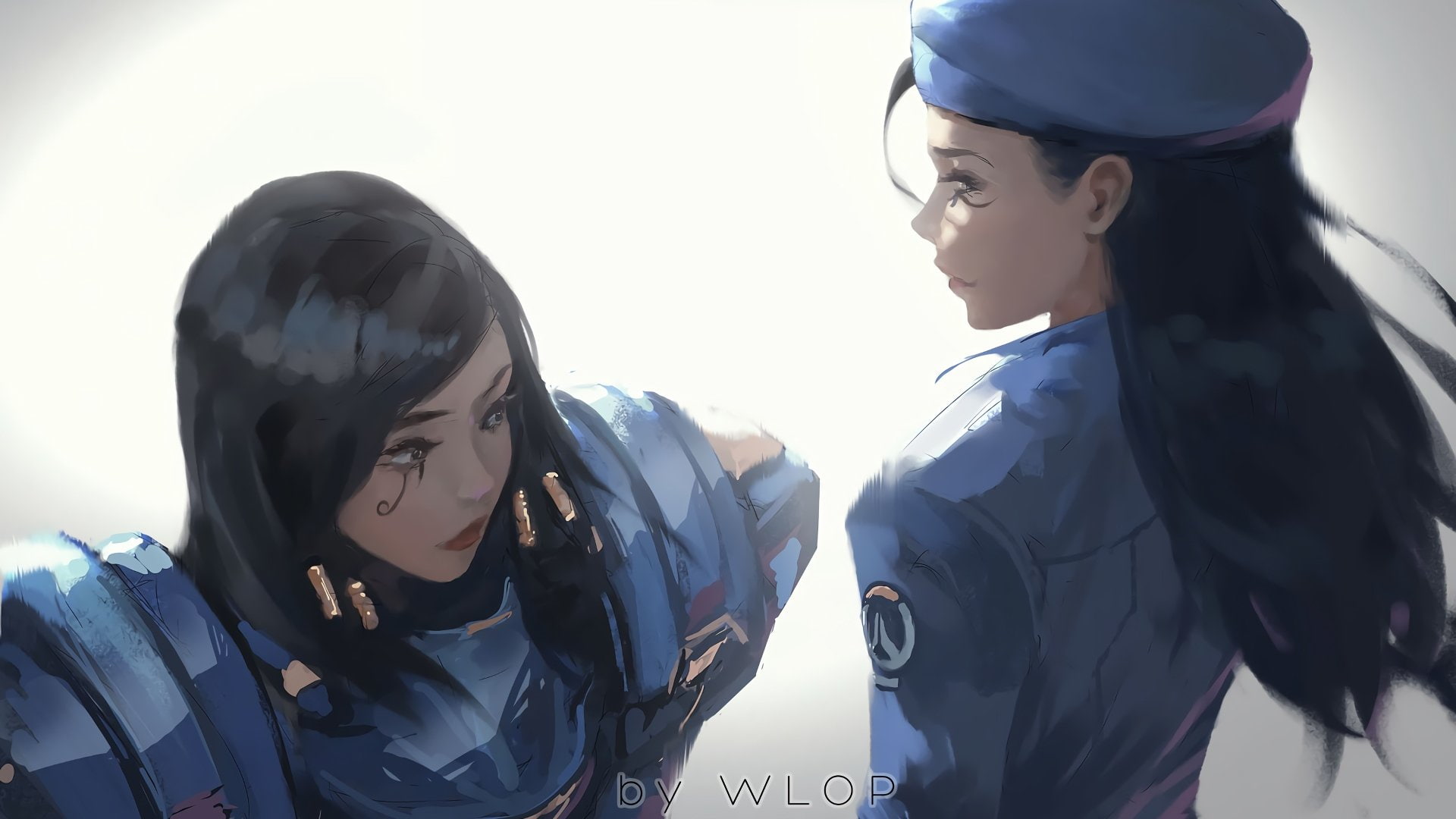 WLOP, Ana (Overwatch), houses, video, art, 1920x1080 px, Video Games, games, x, hd, Overwatch, ana, architecture, 1080P, pharah, Pharah (Overwatch), px, HD Wallpaper