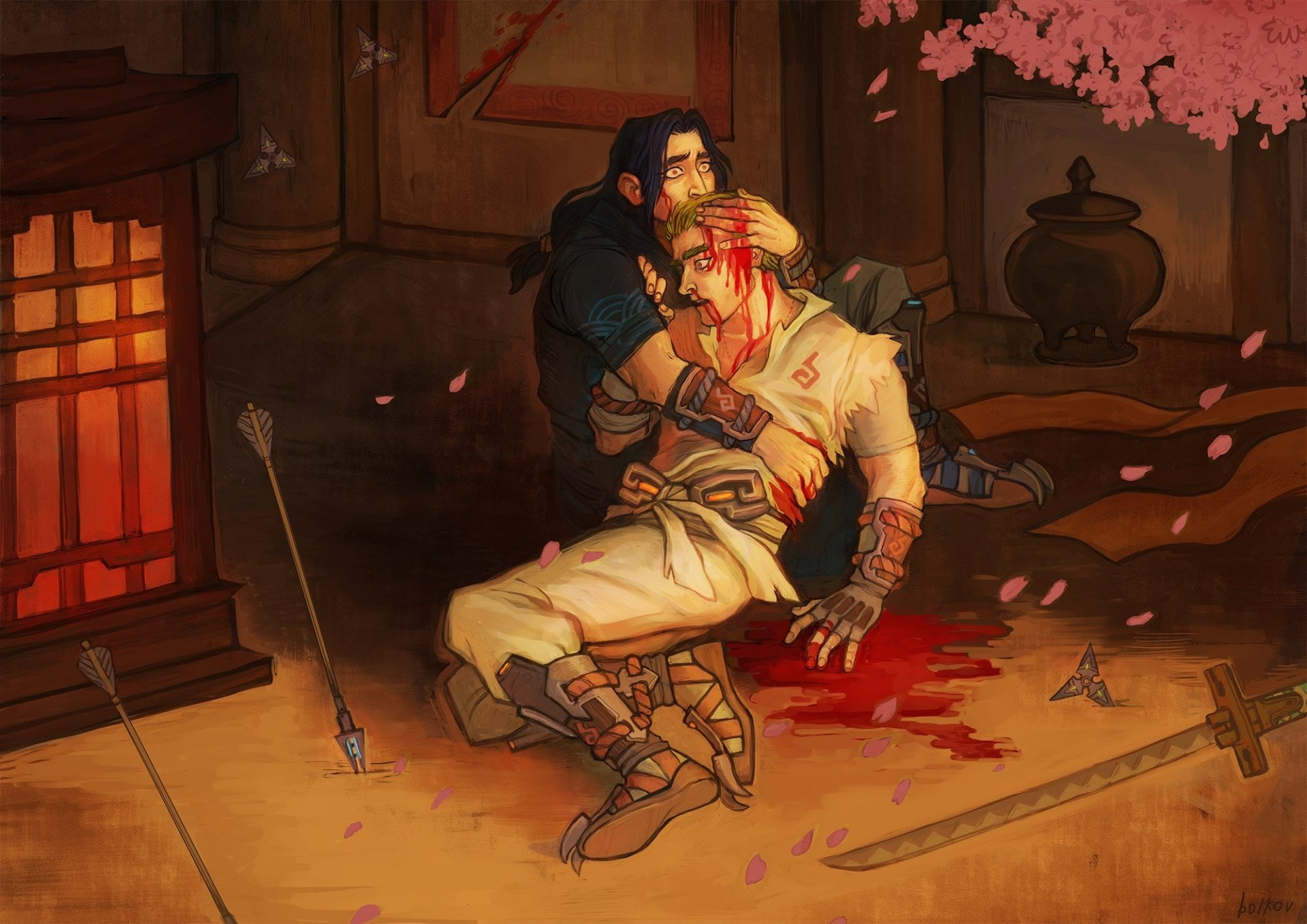 adult, emotion, positive emotion, full length, Genji (Overwatch), Genji Shimada, falling in love, happiness, couple - relationship, men, togetherness, women, HD Wallpaper