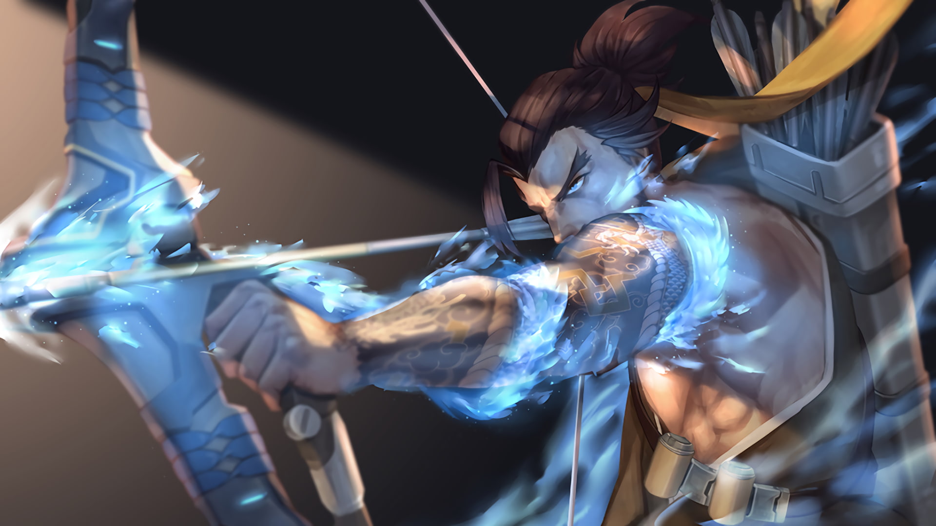 Blizzard Entertainment, bow and arrow, Hanzo (Overwatch), digital art, Overwatch, archer, artwork, 1080P, HD Wallpaper