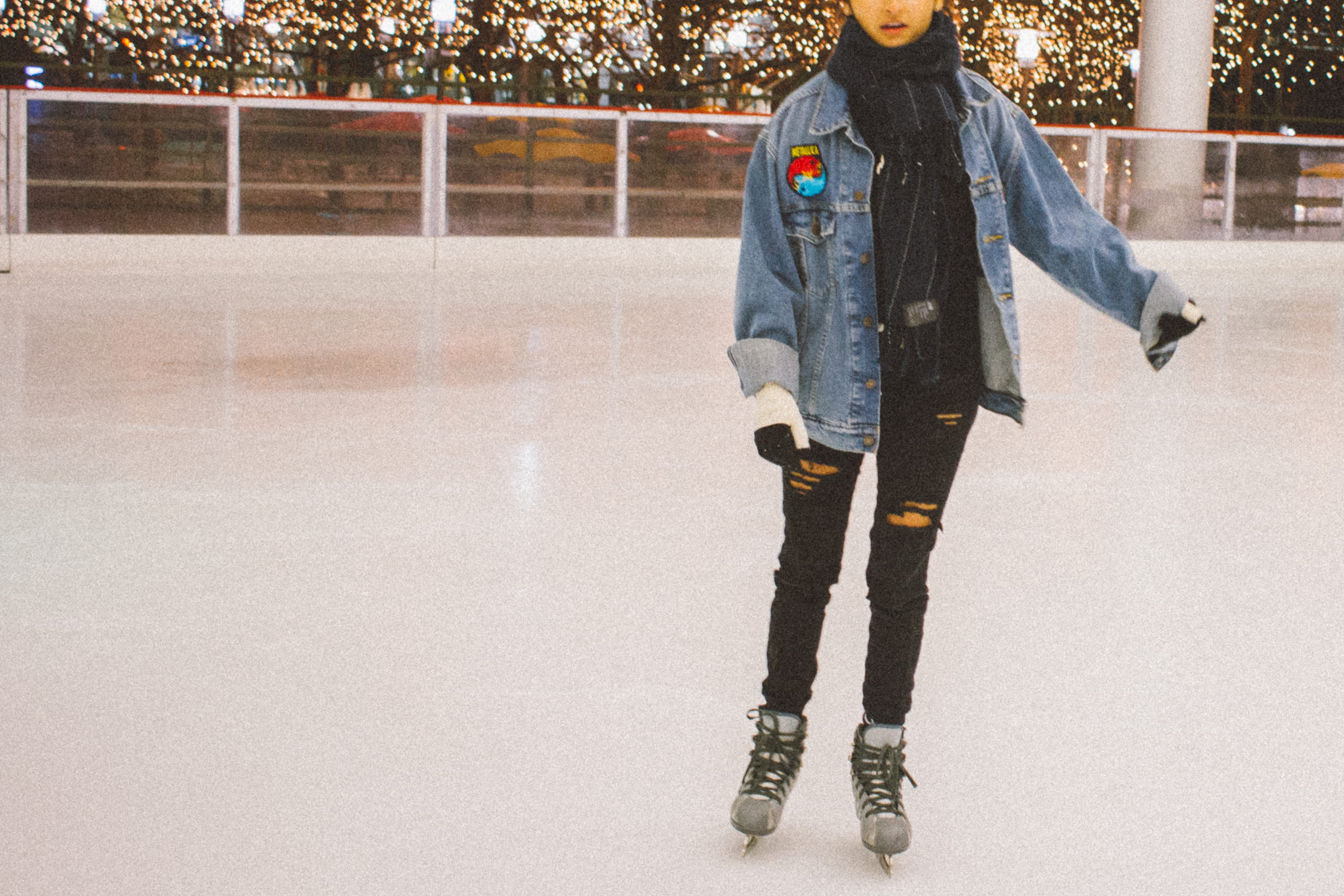 clothing, girl, outdoors, skates, full length, real people, front view, young women, leisure activity, cold temperature, scarf, winter, standing, iceskate, HD Wallpaper