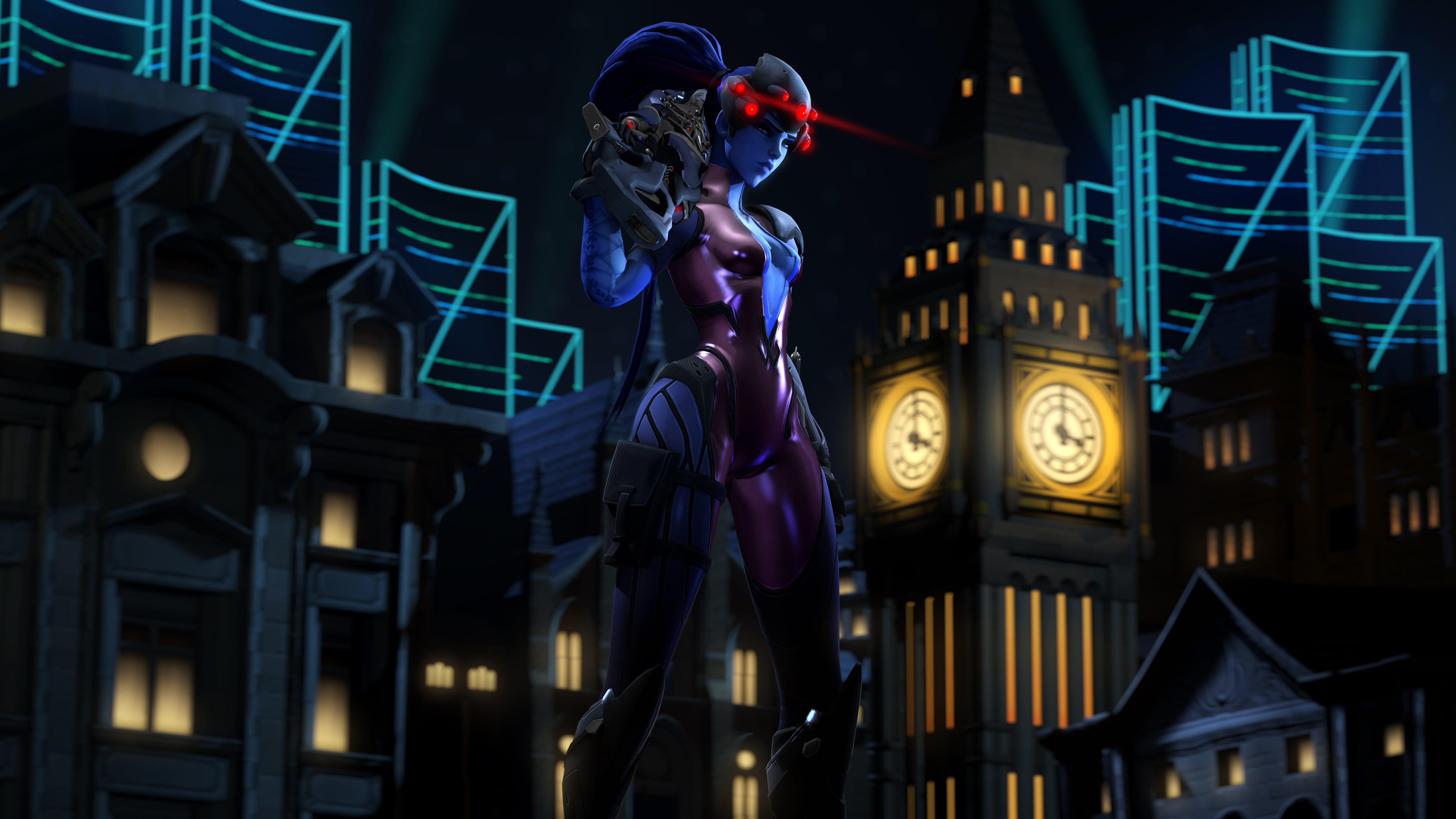 the city, Amélie Lacroix, girl, night, Widowmaker, Overwatch, 5K, assassin, HD Wallpaper
