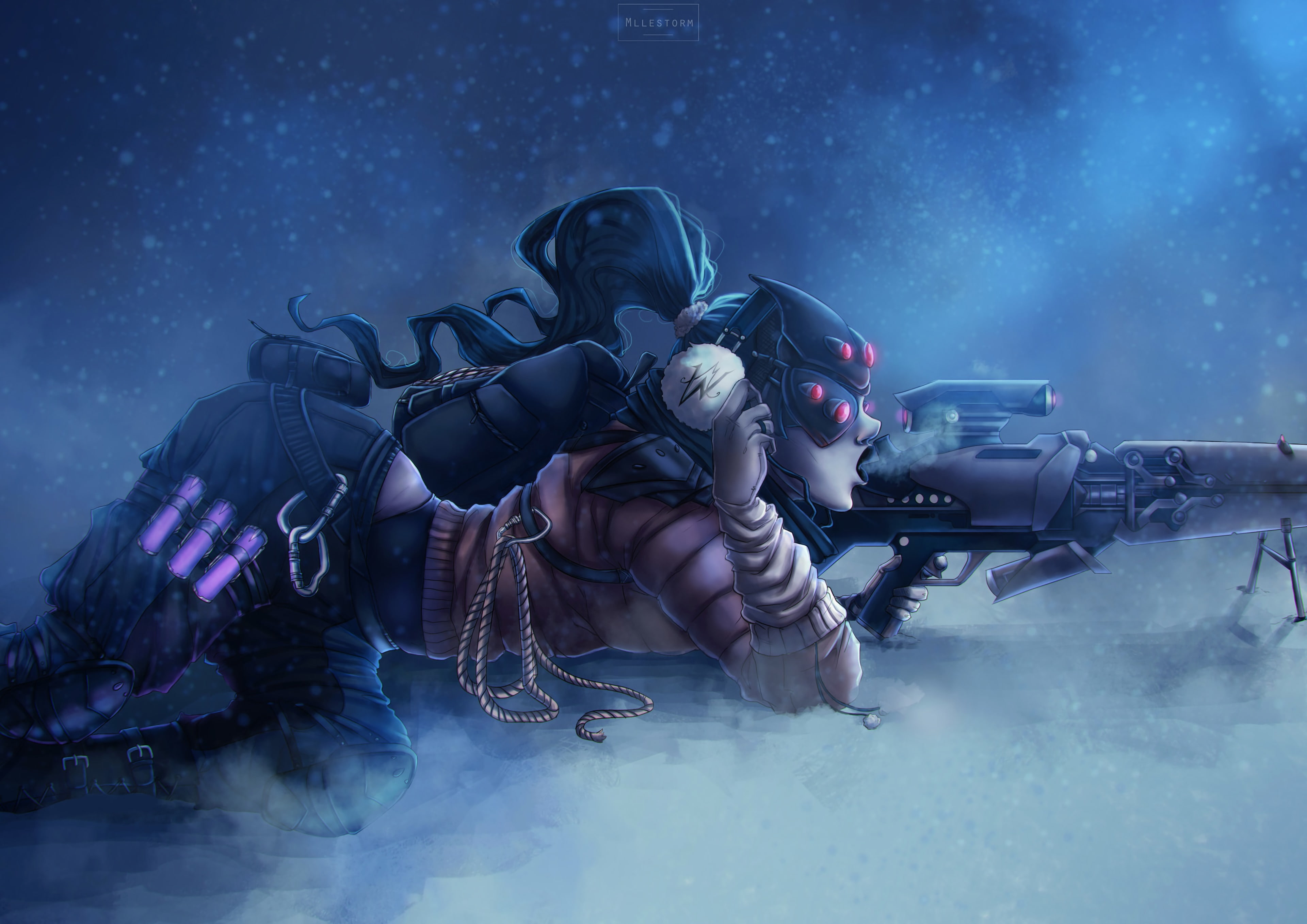 AMÉLIE LACROIX, Widowmaker (Overwatch), Overwatch, snow, video games, winter, Long Hair, Sniper Rifle, 4K, HD Wallpaper