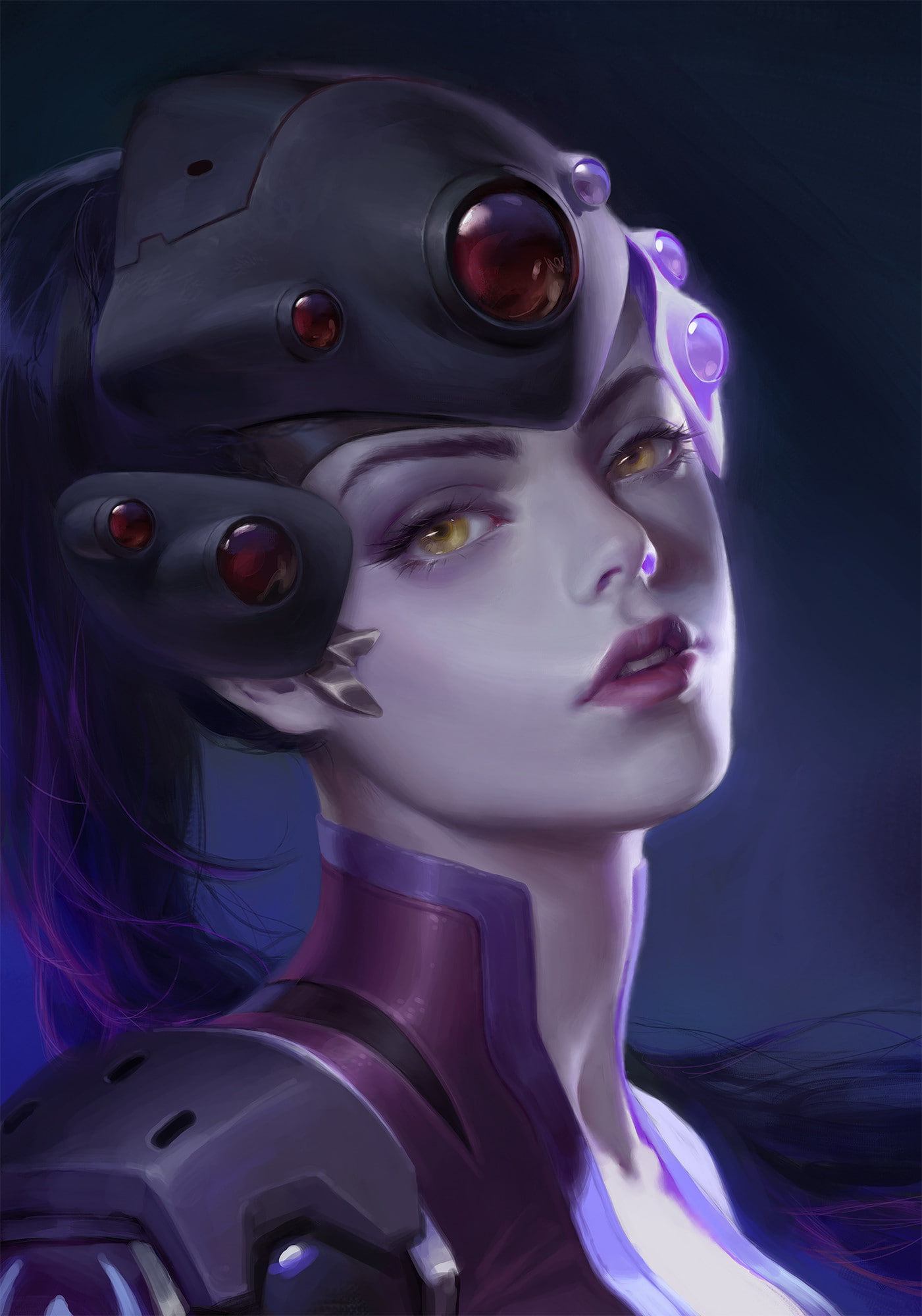 anime girls, PC gaming, Overwatch, yellow eyes, Widowmaker (Overwatch), 1080P, anime, Phone HD Wallpaper