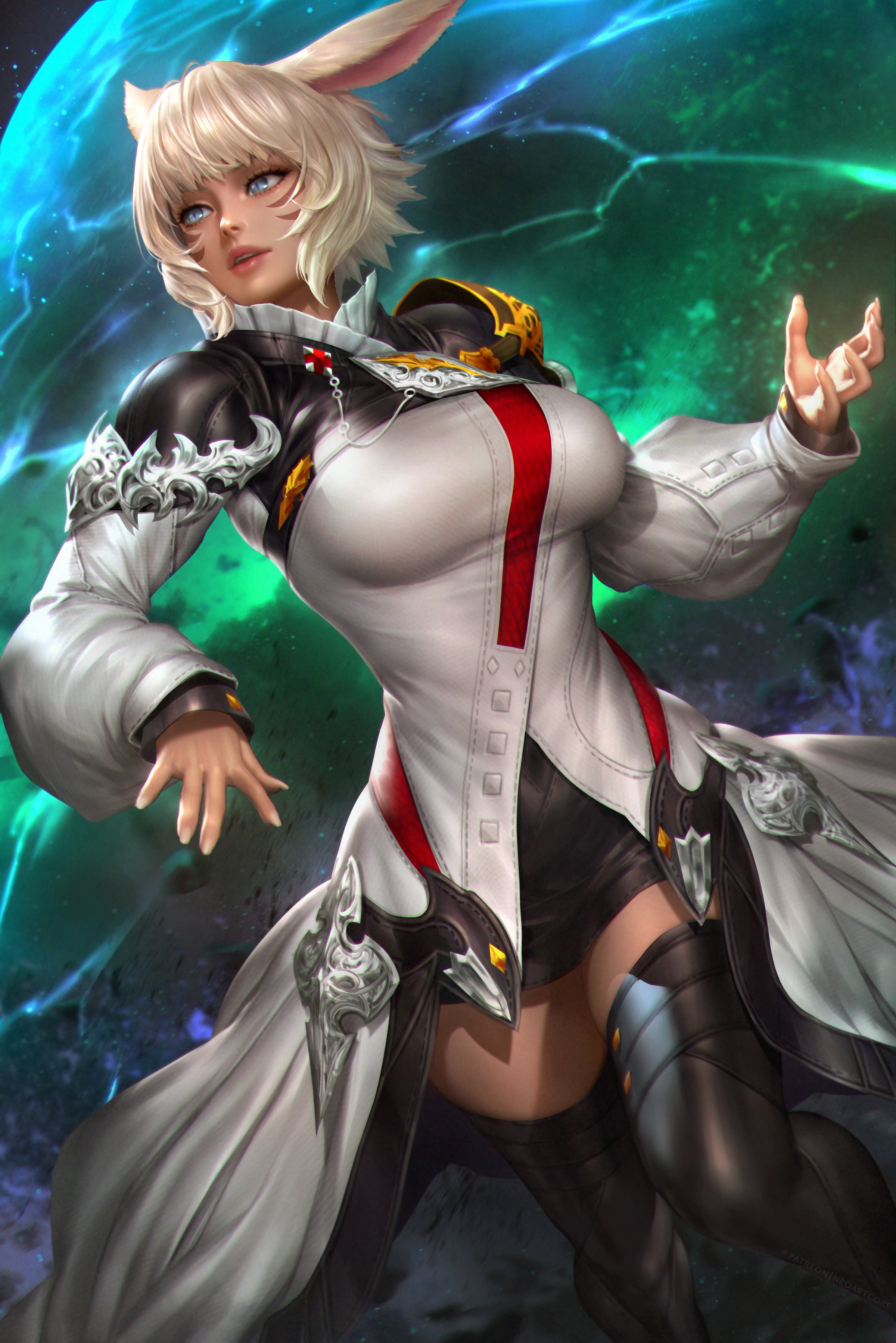 drawing, artwork, women, Final Fantasy XIV: A Realm Reborn, illustration, video game girls, video games, digital art, fan art, NeoArtCorE (artist), Yshtola, Phone HD Wallpaper