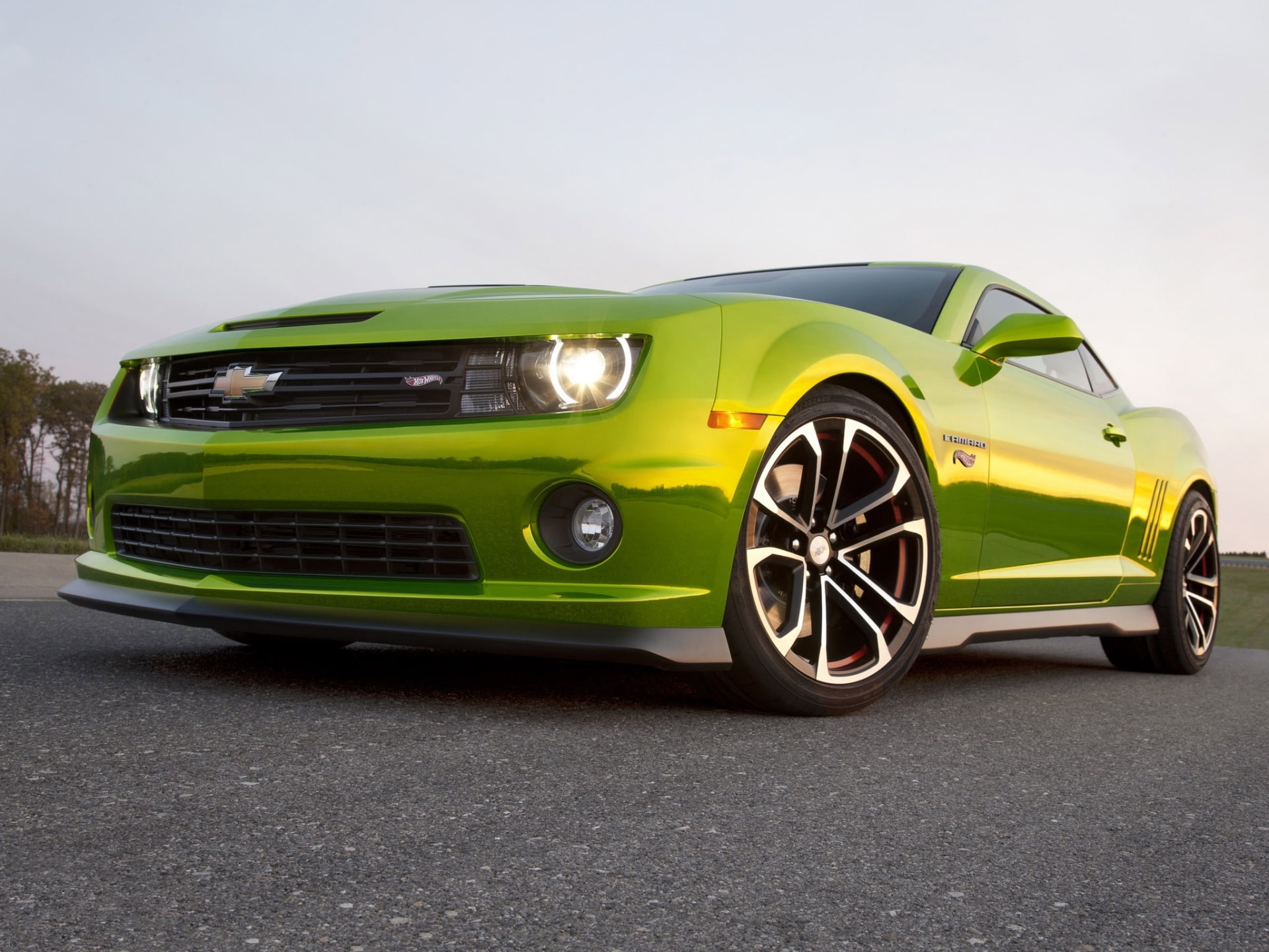 1080P, the sky, tuning, Muscle car, the front, the concept, concept, Chevrolet, hot wells, hot wheels, Camaro, green, HD Wallpaper