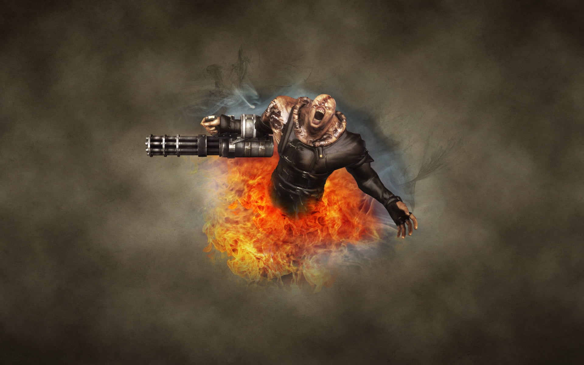 danger, smoke - Physical Structure, resident evil, 1080P, fantasy, soldier, communication, gun, burning, exploding, motion, risk, black Color, horror, HD Wallpaper