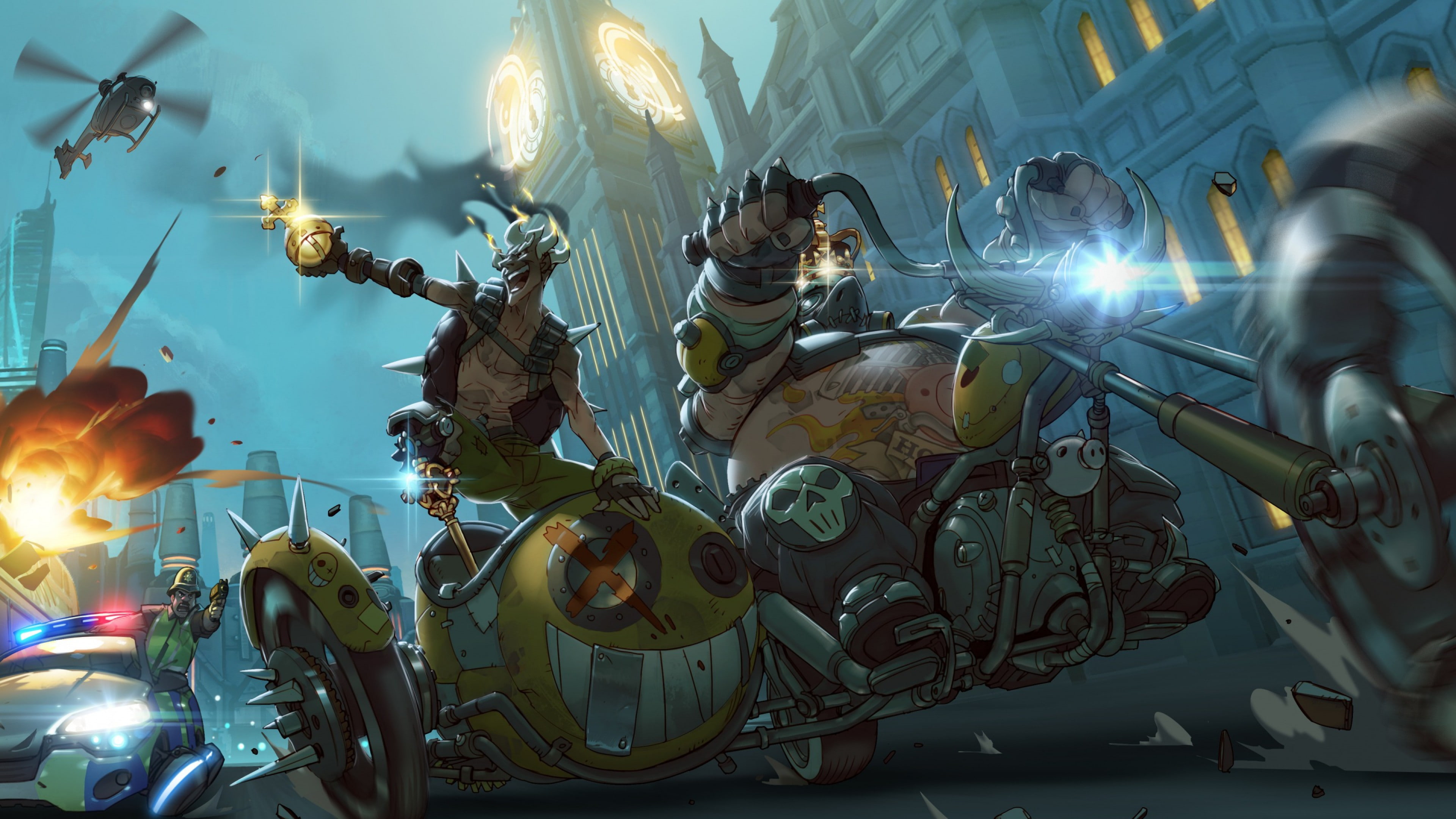 Junkrat (Overwatch), Roadhog (Overwatch), Overwatch, 4K, HD Wallpaper