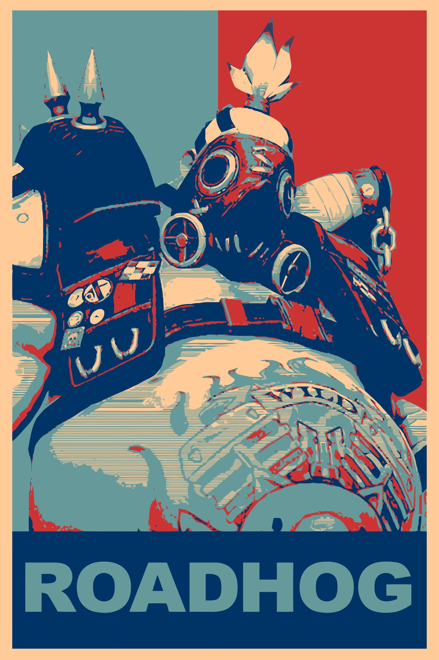 Roadhog (Overwatch), propaganda, animal themes, animal, mammal, no people, vertebrate, art and craft, ornate, Overwatch, auto post production filter, representation, Phone HD Wallpaper