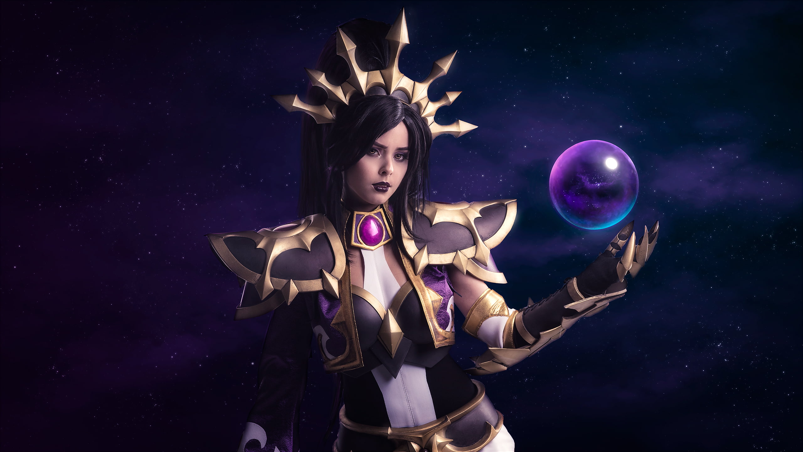 purple, astronomy, mystery, illuminated, sphere, beauty, 2K, night, young women, young adult, Diablo, heroes of the storm, dark, star - space, space, futuristic, HD Wallpaper
