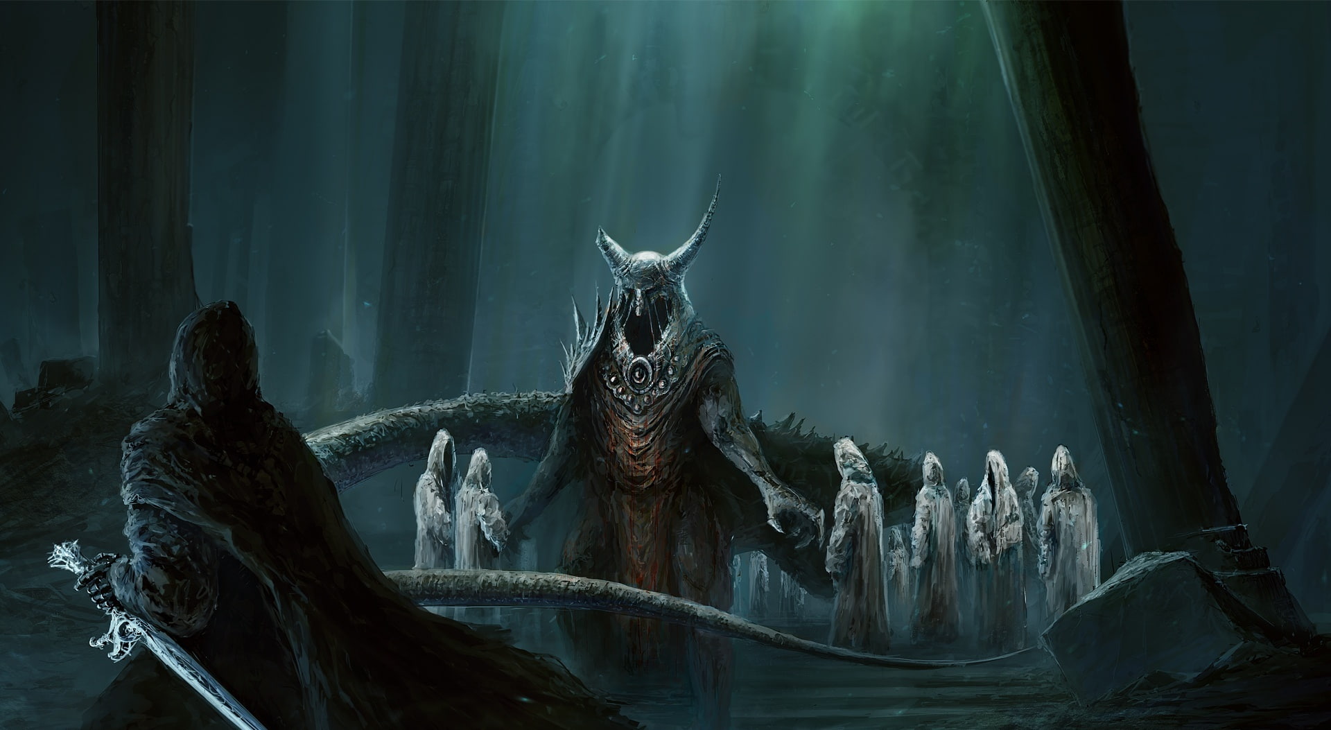 Fantasy, Deamon, statue, animal wildlife, fountain, demon, Artistic, no people, nature, tree, human representation, creativity, architecture, HD Wallpaper