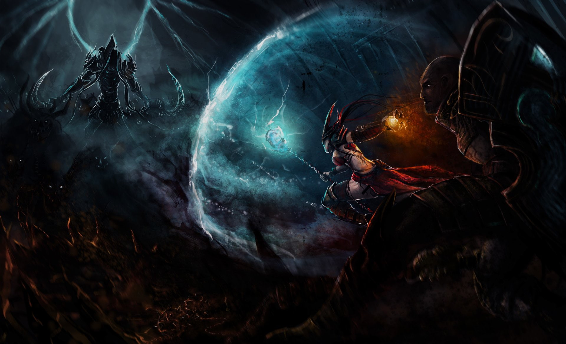 1080P, Malthael (Diablo III), Diablo III: Reaper Of Souls, Diablo, Wizard (Diablo III), Monk (Diablo III), HD Wallpaper